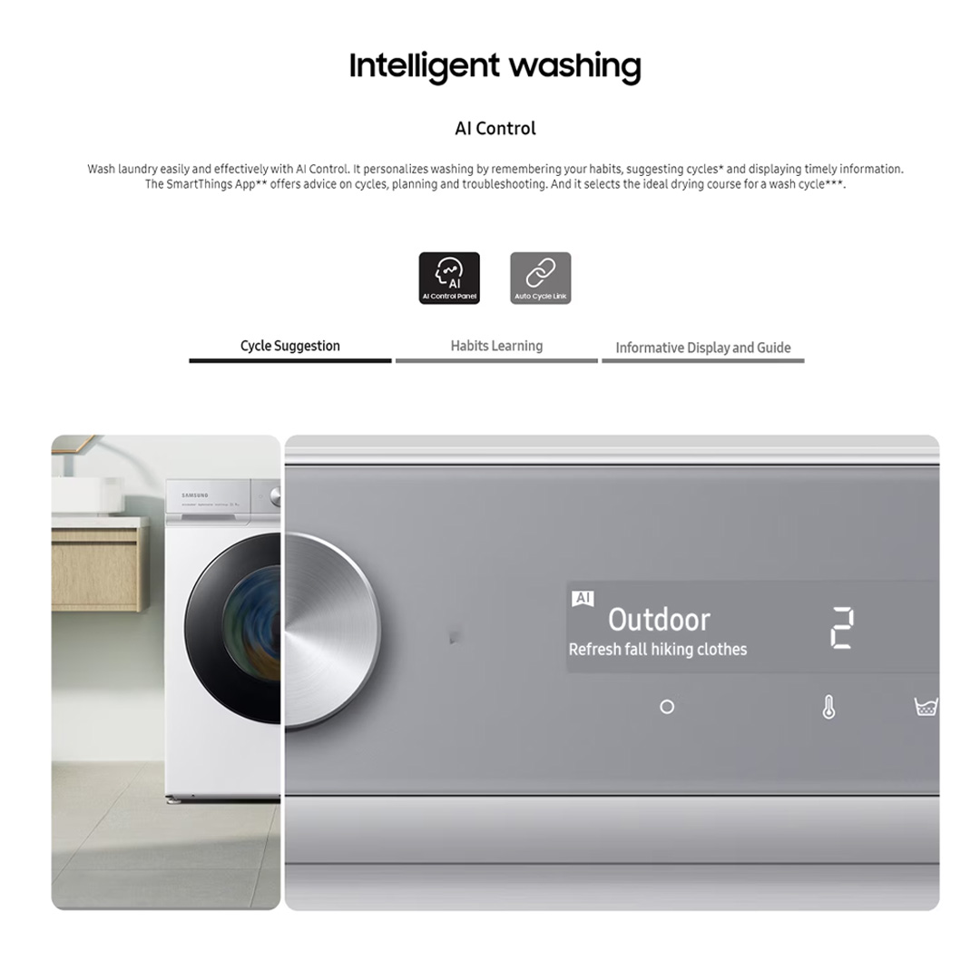 SAMSUNG 13KG BESPOKE Front Load Washing Machine with AI Ecobubble and AI Wash WW13BB944DGBFQ | AI Wash | AI Control | QuickDrive | AI Eco Bubble™ | Hygiene Steam | Washer with 1 Year Warranty