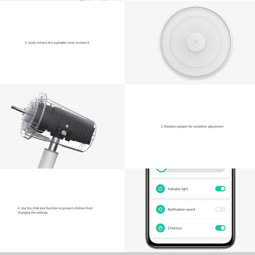 Xiaomi 20m3/min Mi Smart Standing Fan 2 Lite JLLDS01XY | 7 Blades | Intelligent Apps Control | 3 Mode Wind Speed | 15 Meter Distance Air Coverage | Standing Fan with 1 Year Warranty