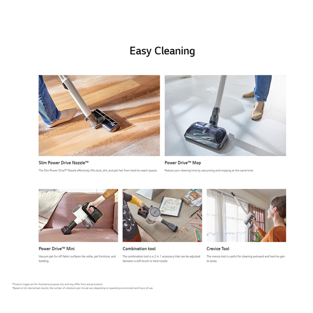 LG 590W CordZero A9Komp with All-in-One Tower Vacuum-Mop A9T-Max | Smart Inverter Motor | 5 step Filtration | Dual Battery Packs | Stick Vacuum with 2 Year Warranty