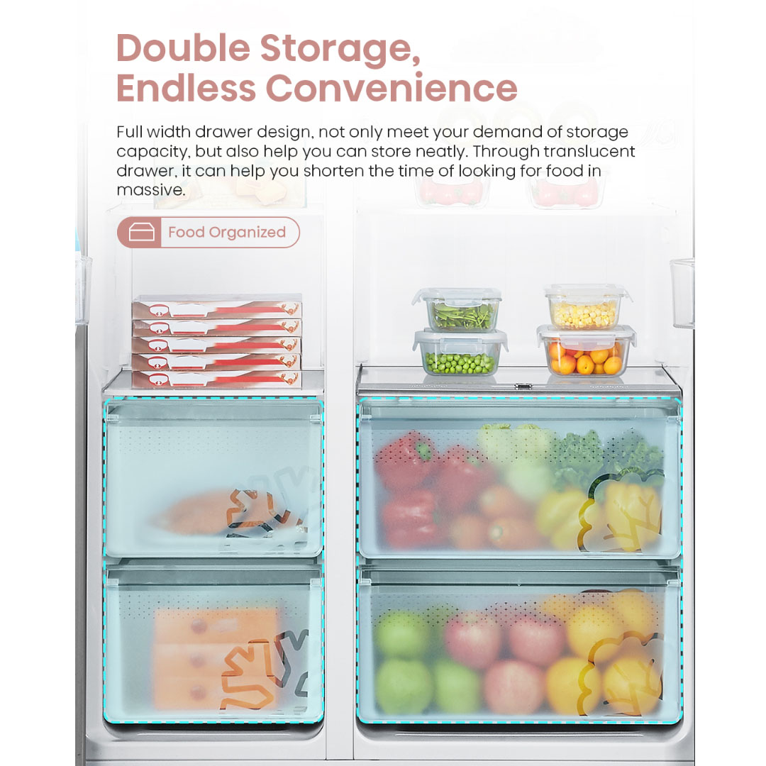 HISENSE 620L Side by Side Inverter Refrigerator RS688N4AW-PU | Deodorizing Filter | Electronic Touch Control | Led Lighting | Refrigerator with 3 Years Warranty