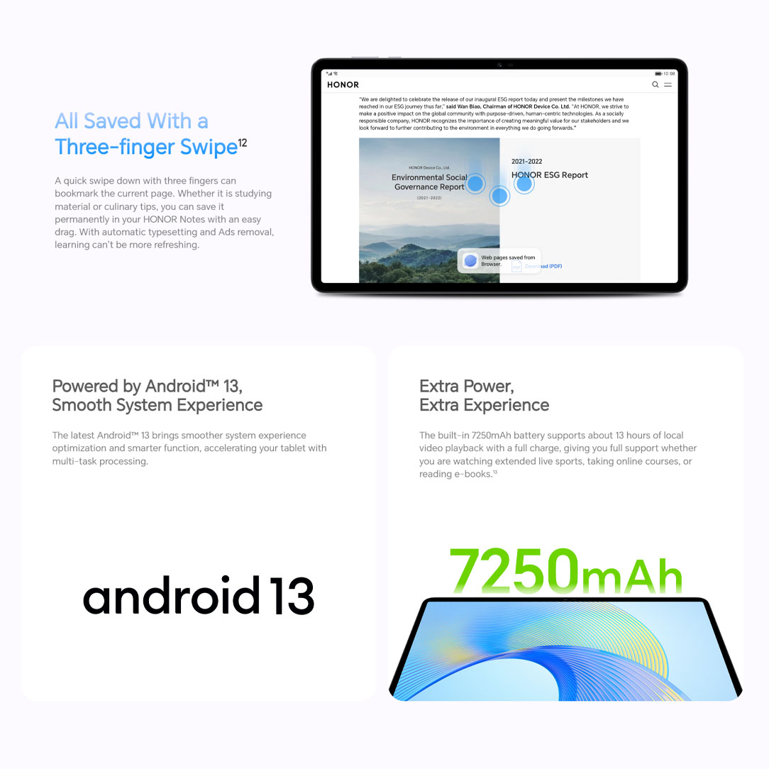 HONOR Pad X9 | 4GB+128GB | 11.5” Eye-Comfort Display | Qualcomm 6nm Snapdragon® 685 | Thin & Lightweight Body | 7250mAh Large battery | Tablet with 1 Year Warranty