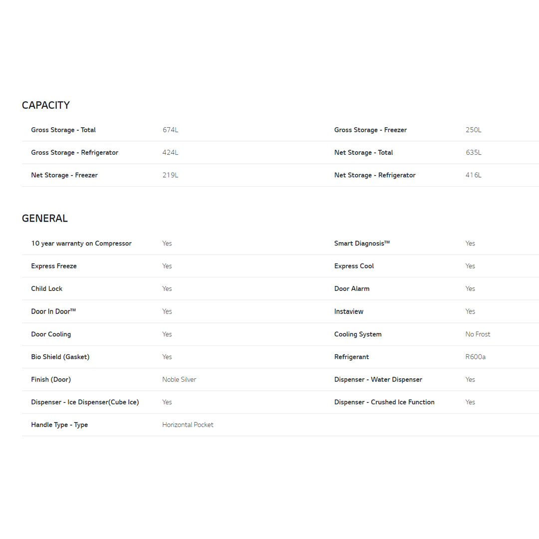 LG 674L Side by side with InstaView & Door-in-Door Smart Inverter Refrigerator GC-X257CSES | Hygiene Fresh+™ | DoorCooling+ | ThinQ | Refrigerator with 1 Year Warranty