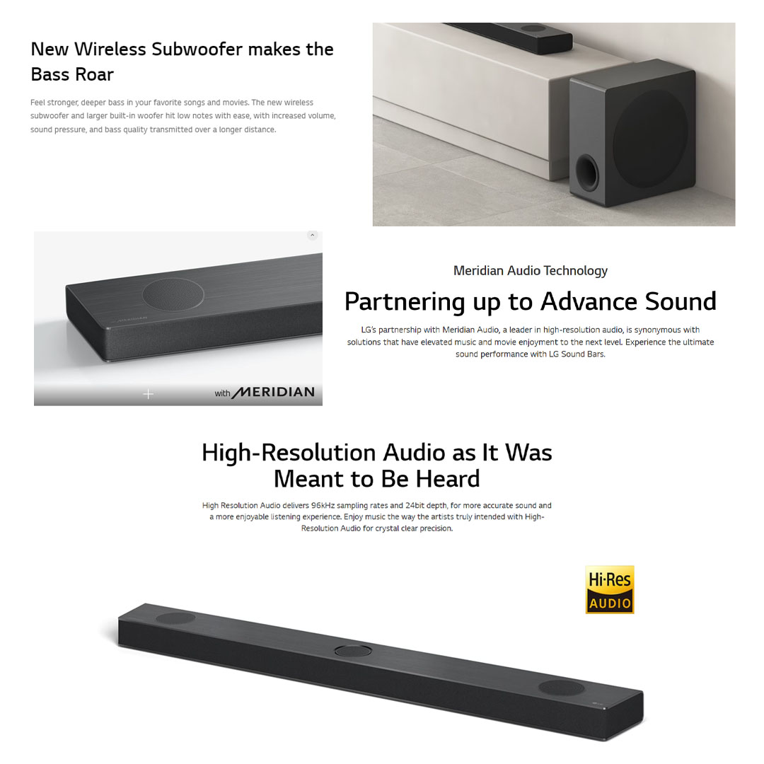 LG 810W Sound Bar with Dolby Atmos and IMAX Enhanced S95QR | High-Resolution Audio | HDMI In / Out | USB | Bluetooth | Sound Bar with 1 Year Warranty