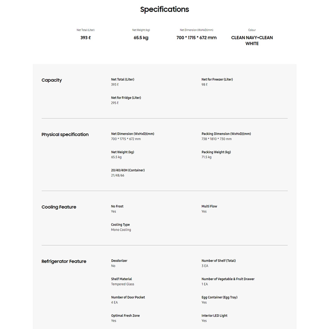 SAMSUNG 404L 2 Doors Bespoke Top Mount Digital Inverter Refrigerator with Optimal Fresh RT38CB66448AME | SpaceMax™ | All-Around Cooling | Multi Flow | Optimal Fresh Zone | Refrigerator with 1 Year Warranty