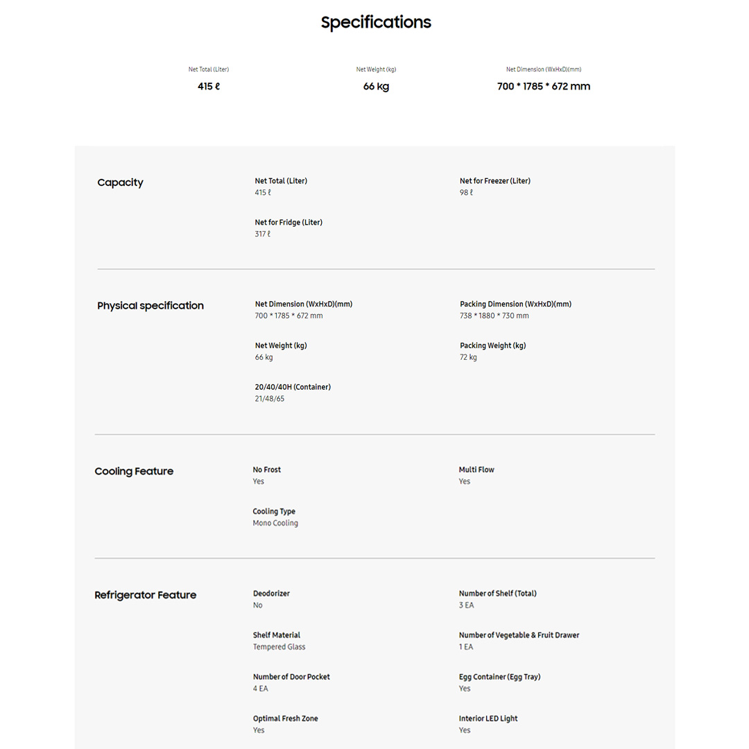 SAMSUNG 427L 2 Doors Bespoke Top Mount Digital Inverter Refrigerator with Optimal Fresh RT42CB664412ME | SpaceMax™ | All-Around Cooling | Multi Flow | Optimal Fresh Zone | Refrigerator with 1 Year Warranty