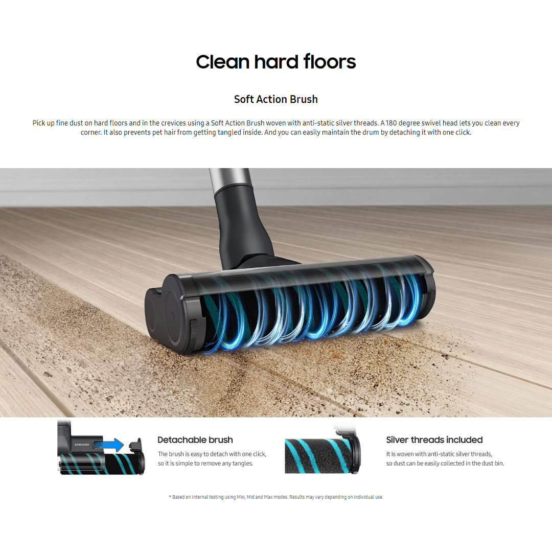 SAMSUNG 200W Jet 75 Premium Cordless Vacuum Cleaner Stick VS20T7538T7/ME | Multi-layered Filtration System | Strong Suction Power | Long-lasting Battery | Stick Vacuums with 2 Years Warranty