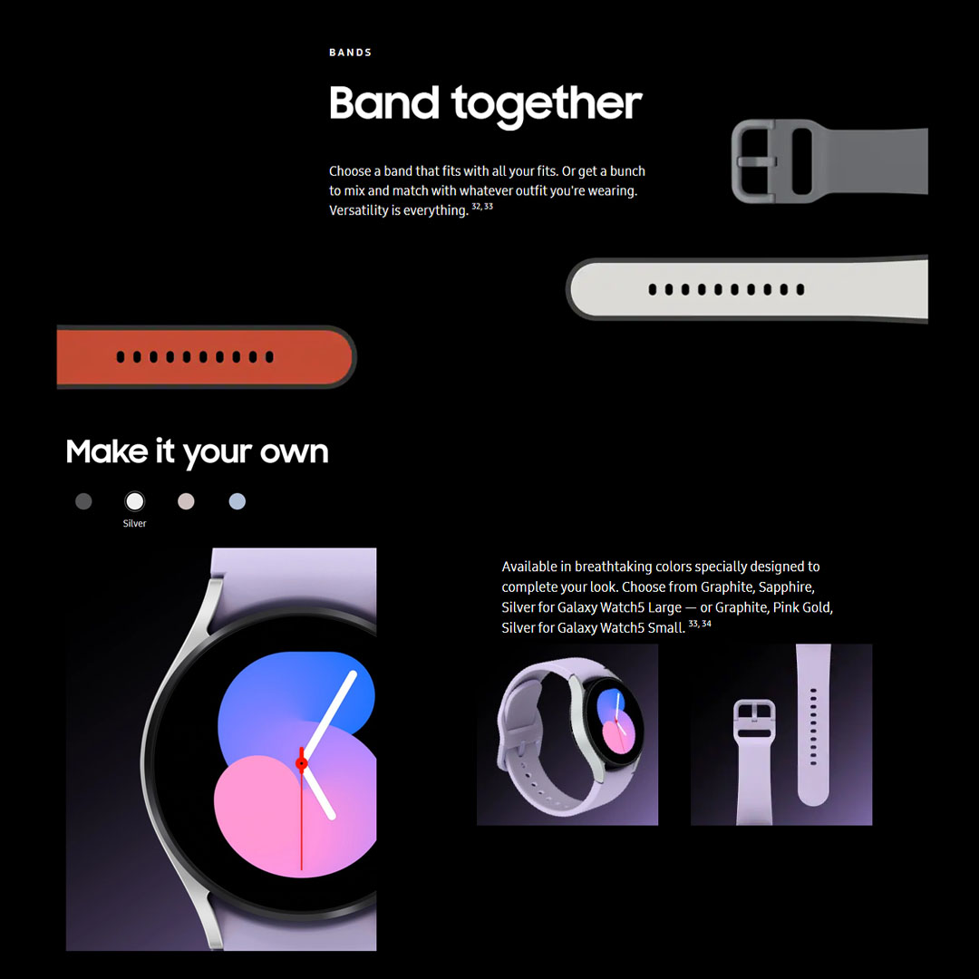 SAMSUNG Galaxy Watch5 Bluetooth 44mm | 1.4 Super AMOLED | 410mAh Battery | Heart Rate Sensor | Camera Controller | WiFi | NFC | GPS | Smart Watch with 1 Year Warranty