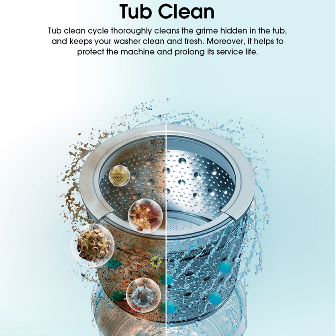 HISENSE 8KG Top Load Washing Machine with HIJAB Mode WTAG8511T | Solid Glass Door | 3D Windmill Impeller | Self Diagnosis | Tub Clean | Small Size Big Power | Washing Machine with 2 Year Warranty