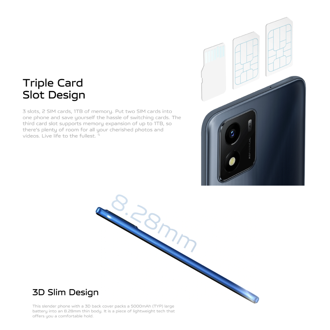 vivo Y01 | 2GB+32GB | 5000mAh Battery | MTK Helio P35 | 6.51" Big Screen | Multi-Turbo 3.0 | Face Access Unlock | Eye Protection Mode | Smartphone with 1 Year Warranty