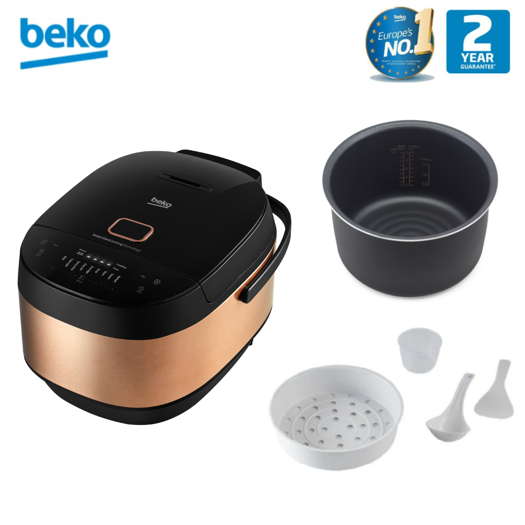 Beko 1.8L Rice Cooker RCI 80143 B | Induction Heating Rice Cooker Technology | 9 Preset Auto Programs | Keep Warm Function | Built-in Timer | LCD Screen | Cool-touch Body | Rice Cooker with 2 Years Warranty
