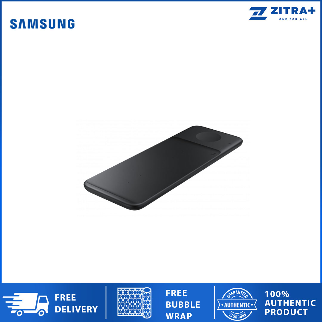 SAMSUNG Wireless Charger Trio EP-P6300TBEGGB | The incredible 3-in-1 Charger | Power up With a Quickness | Charging Two Devices Simultaneously |