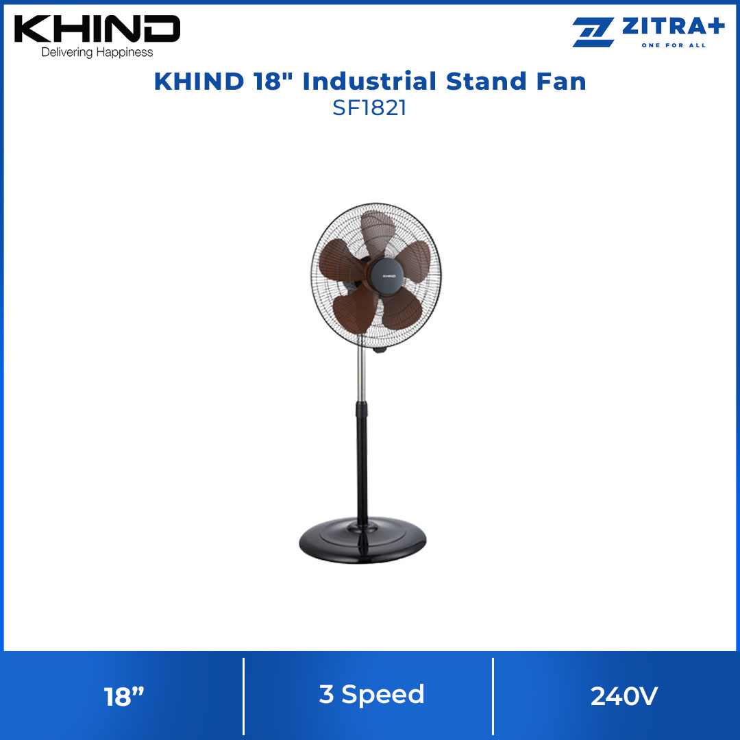 KHIND 18" Industrial Stand Fan SF1821 | 5 ABS Fan Blade | 3 Speed Setting | Smooth Oscillation | High Air Delivery | Stand Fan with 1 Year General Warranty