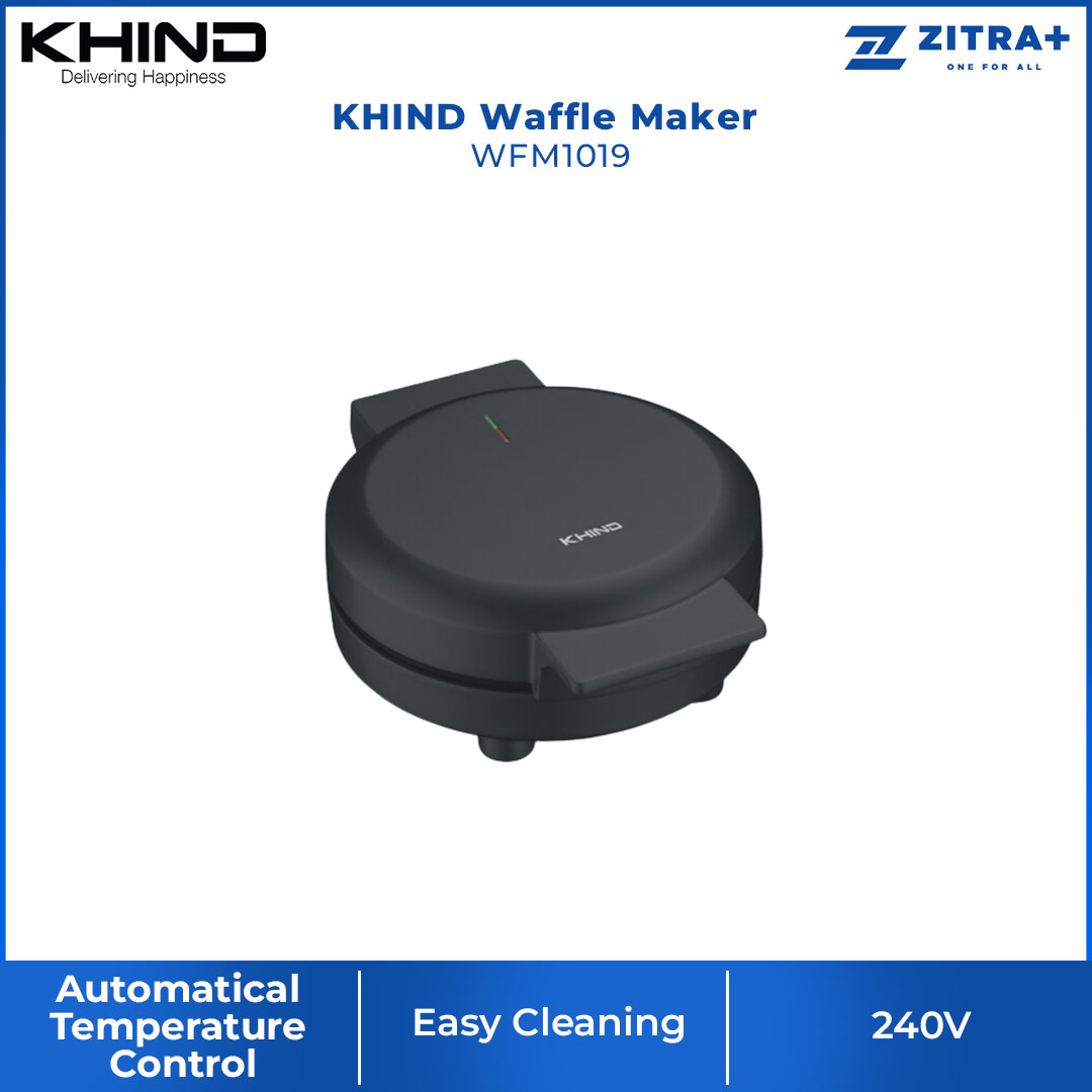 KHIND Waffle Maker WFM1019 | Cool-touch Handle | Power & Ready Light lndicator | Non-stick Plate For Easy Cleaning | Automatical Temperature Control | Waffle Maker with 1 Year General Warranty