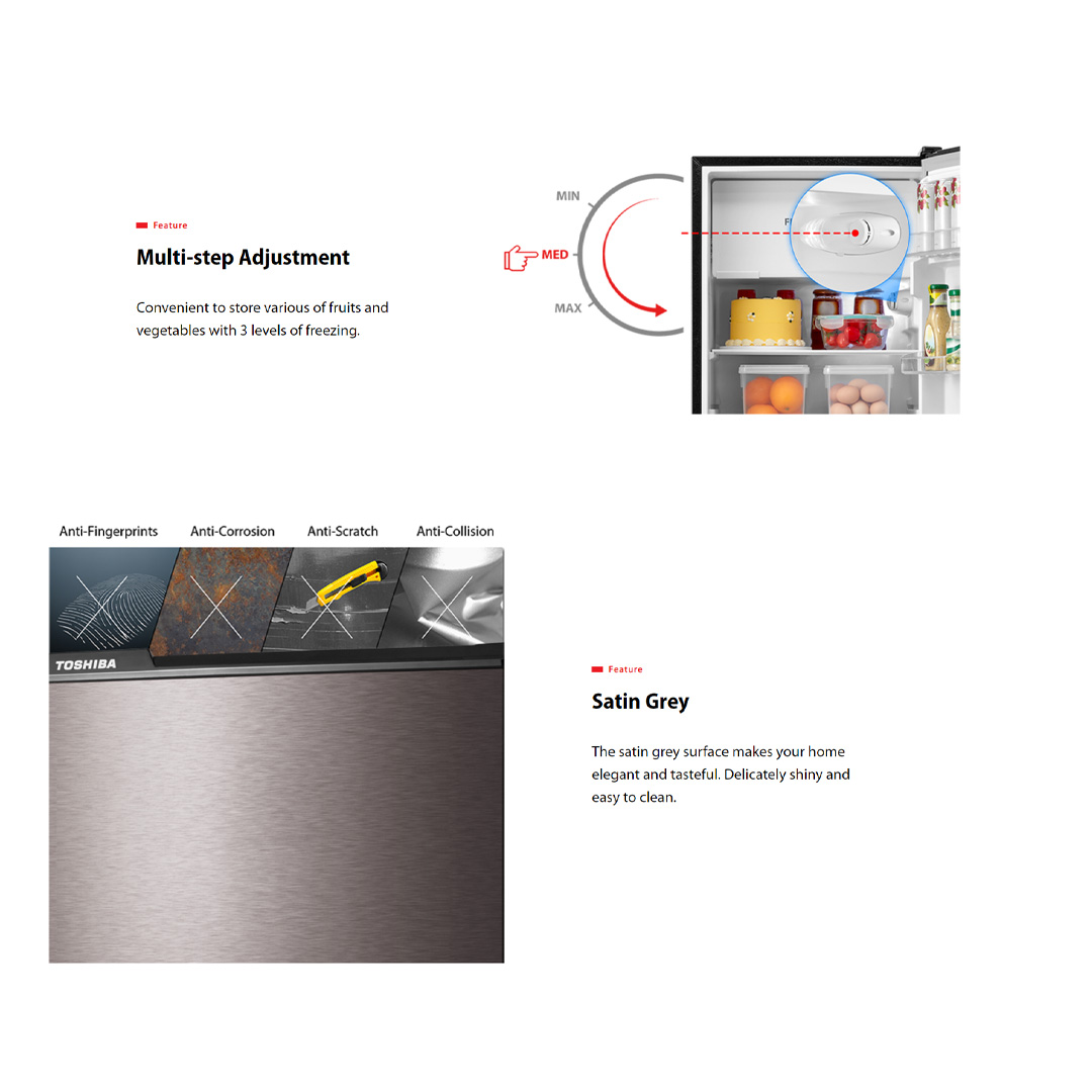 TOSHIBA 198L 1 Door Refrigerator GR-RD247CM-DMY(37) | Thicker Forming Zone | Convenient Handle | Frozen Zone | Refrigerators with 1 Year Warranty