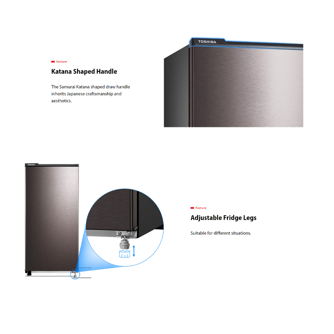 TOSHIBA 198L 1 Door Refrigerator GR-RD247CM-DMY(37) | Thicker Forming Zone | Convenient Handle | Frozen Zone | Refrigerators with 1 Year Warranty