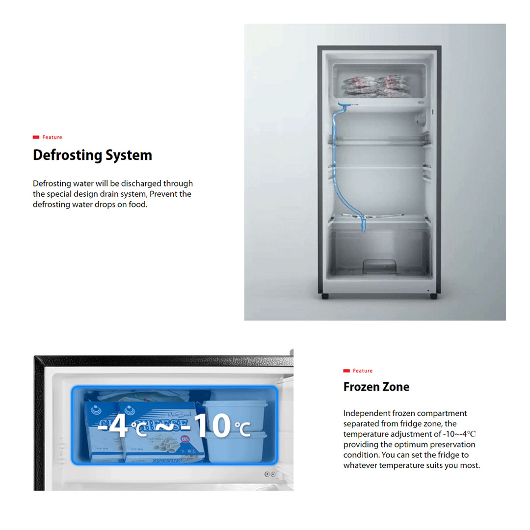 Toshiba 165L Single Door Refrigerator GR-RD208CM-DMY(37) | Low Frost Technology | Defrosting System | HIPS Inner Tank | Frozen Zone | Multi-Step Adjustment | Refrigerator With 1 Year Warranty