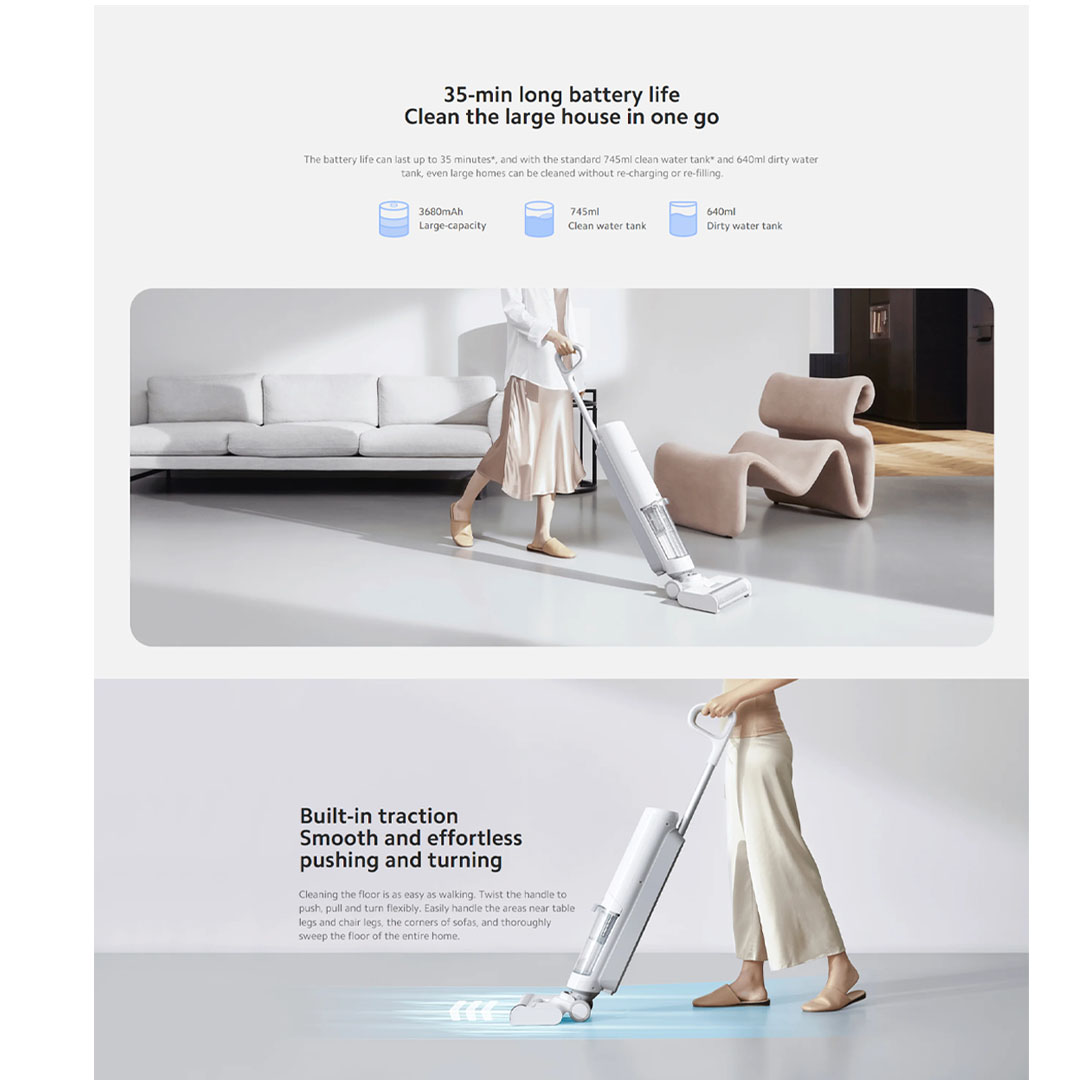 Xiaomi 220W Truclean W10 Ultra Wet Dry Vacuum B305GL | 3680mAh Large Capacity | Smart Voice Prompt | LED Digital Display | Multiple Protections | Sensor Detects Stains | Automatic Water Refill | High Frequency Mopping | Vaccum with 1 Year Warranty