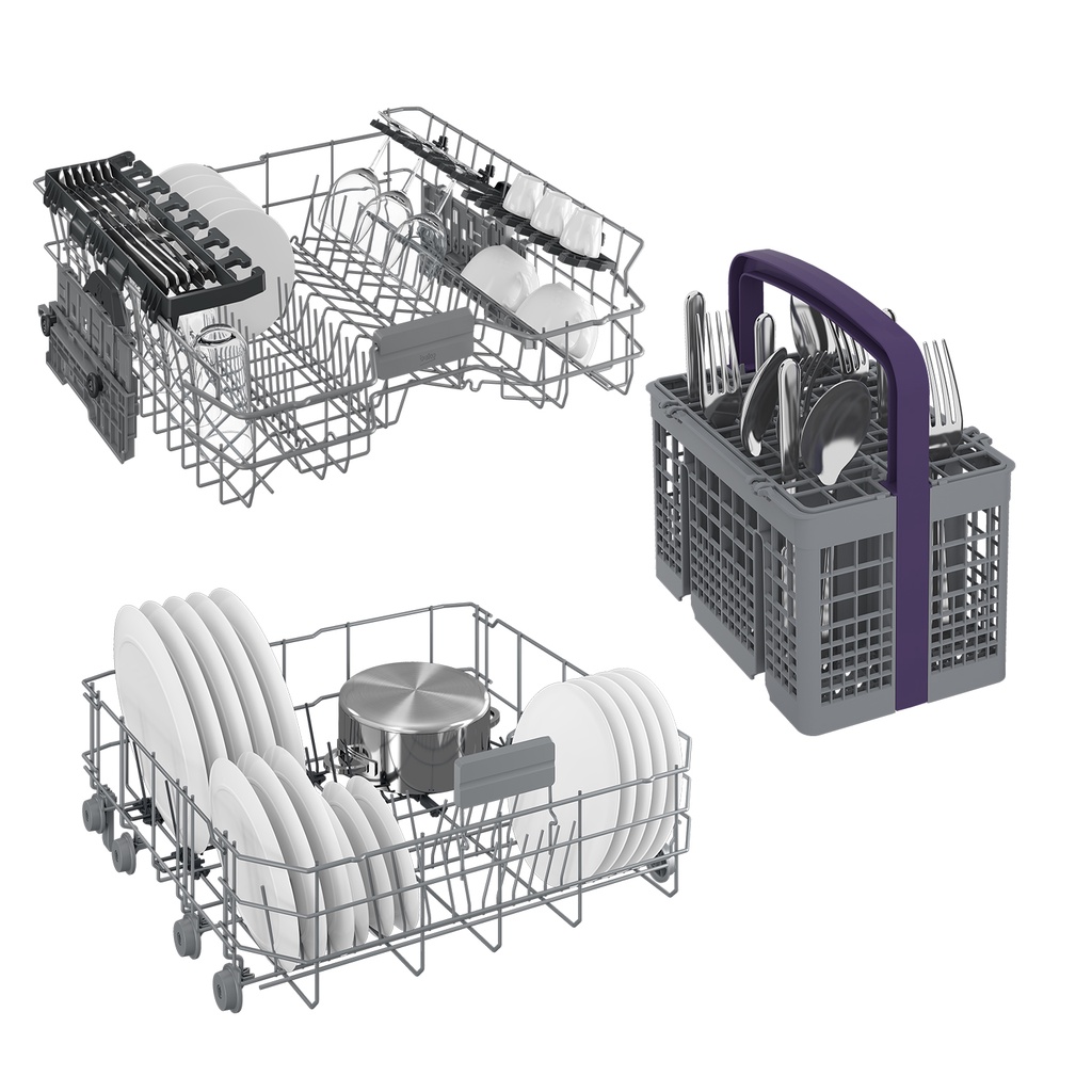 Beko 14 Place Setting Free Standing Dishwasher BDFN15430X | LED Display | Flexible Half-Load | Self Dry | Water Safe | Freestanding | Dishwasher with 2 Year Warranty