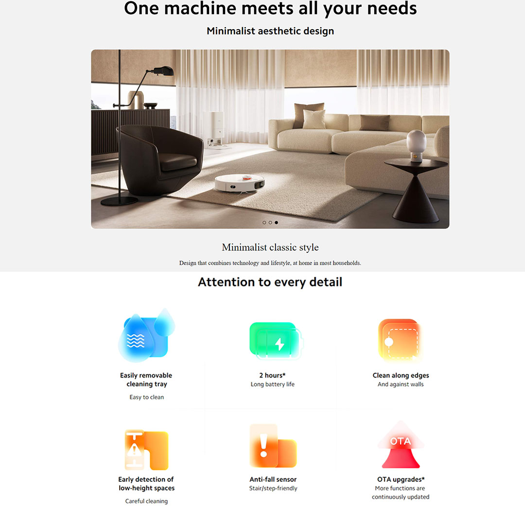 Xiaomi 70W Robot Vacuum X10+ B101GL | Easy To Clean | RGB Camera | Map Management | Xiaomi Home App | S-Mopping Assistant | Auto Pads Lifting | Object Recognition | Laser Navigation | Vacuum with 1 Year Warranty