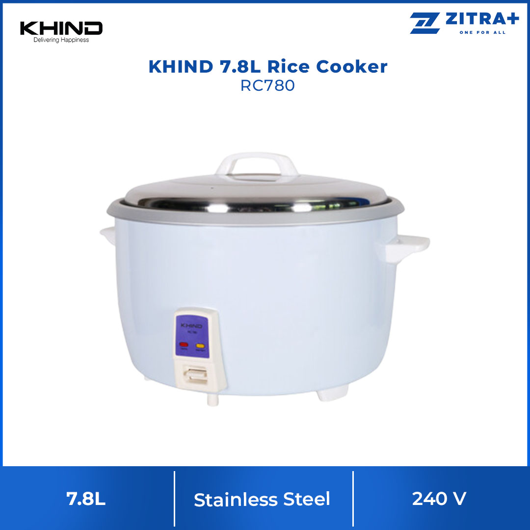 KHIND 7.8L Rice Cooker RC780 | Thermal Fuse Protection to Prevent Overheating | Aluminium Inner Pot | Auto Keep Warm Function | Rice Cooker with 1 Year Warranty
