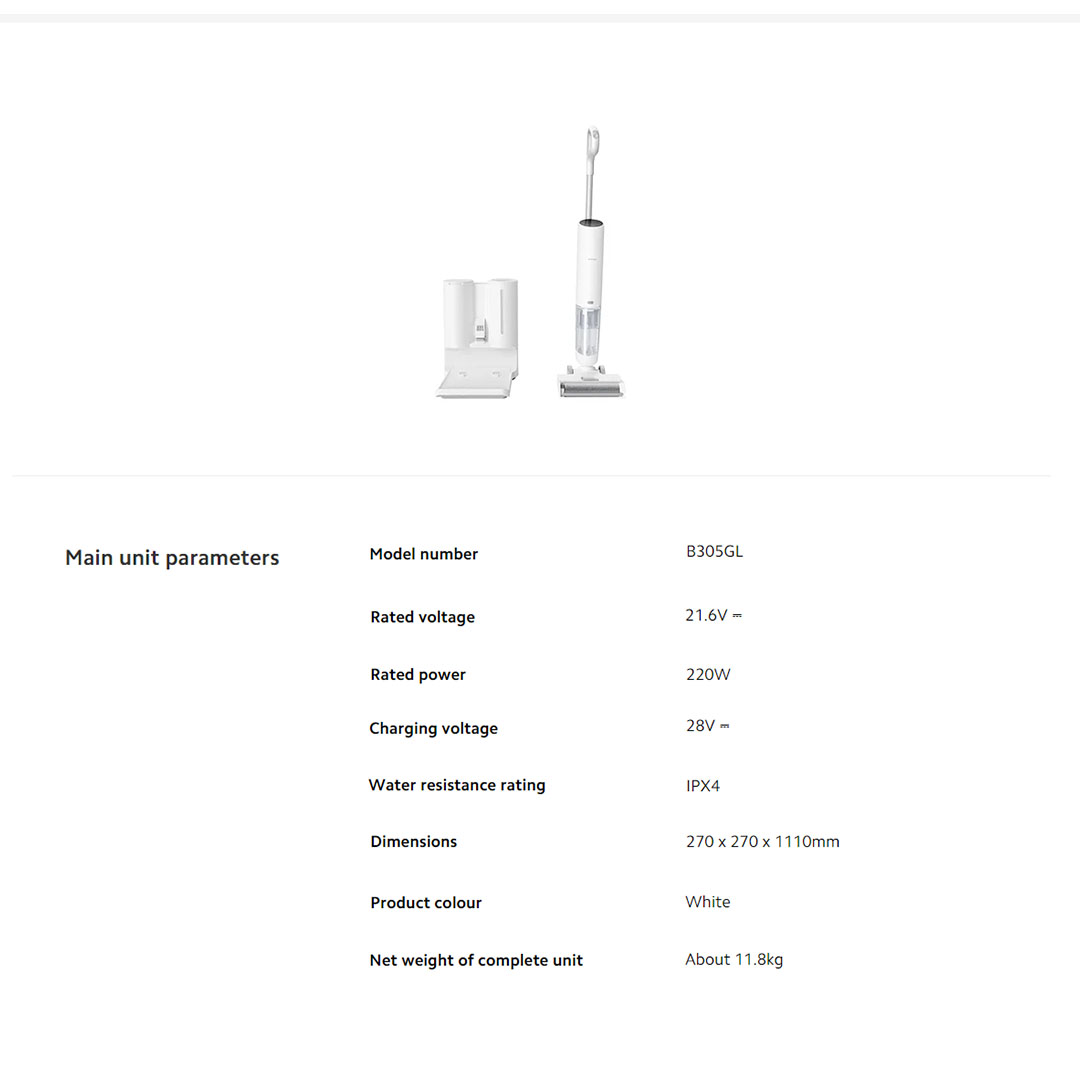 Xiaomi 220W Truclean W10 Ultra Wet Dry Vacuum B305GL | 3680mAh Large Capacity | Smart Voice Prompt | LED Digital Display | Multiple Protections | Sensor Detects Stains | Automatic Water Refill | High Frequency Mopping | Vaccum with 1 Year Warranty