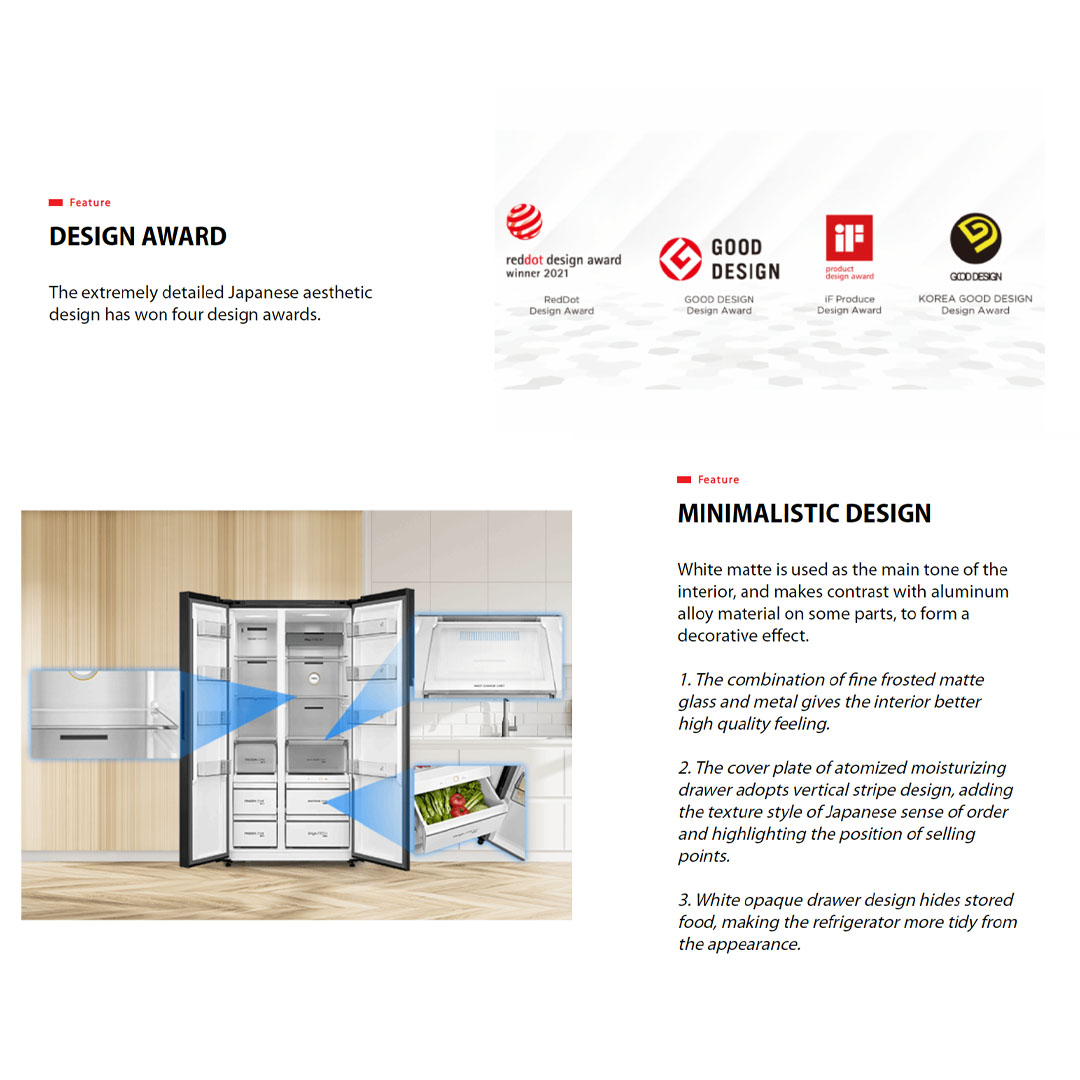 TOSHIBA 623L Side by Side Origin Inverter Refrigerator GR-RS780WI-PGY(22)  | Dual Alloy Cooling | Pure Bio | Touch Digital Panel | Twist Ice Maker | TSmartLife Smart Control |  Refrigerator with 1 Year Warranty