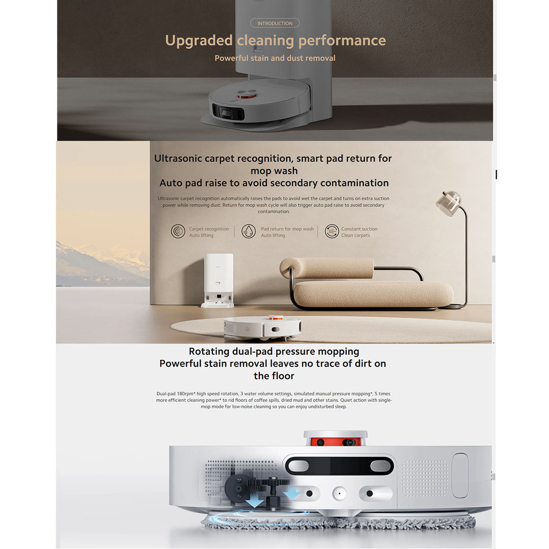 Xiaomi 70W Robot Vacuum X10+ B101GL | Easy To Clean | RGB Camera | Map Management | Xiaomi Home App | S-Mopping Assistant | Auto Pads Lifting | Object Recognition | Laser Navigation | Vacuum with 1 Year Warranty