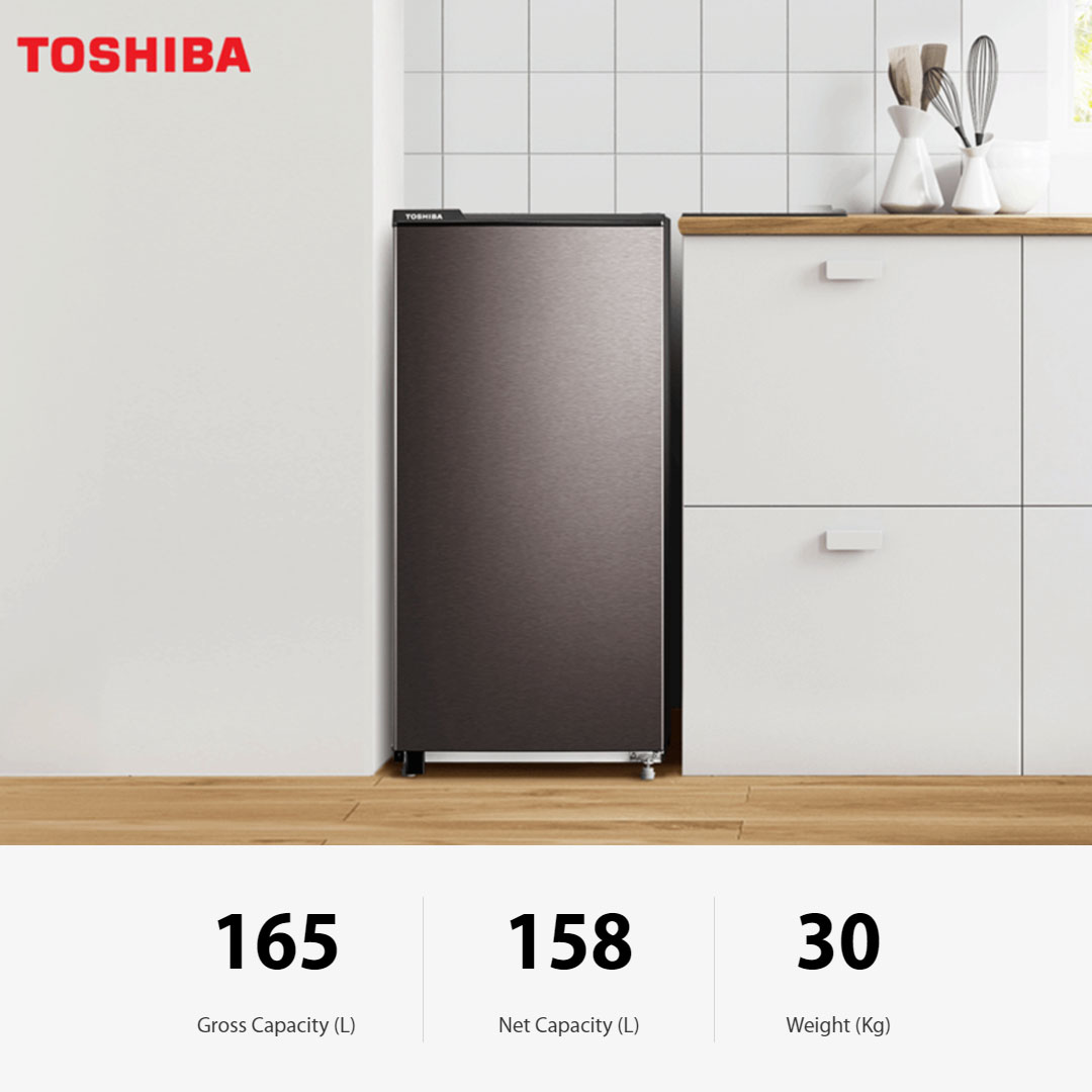 Toshiba 165L Single Door Refrigerator GR-RD208CM-DMY(37) | Low Frost Technology | Defrosting System | HIPS Inner Tank | Frozen Zone | Multi-Step Adjustment | Refrigerator With 1 Year Warranty