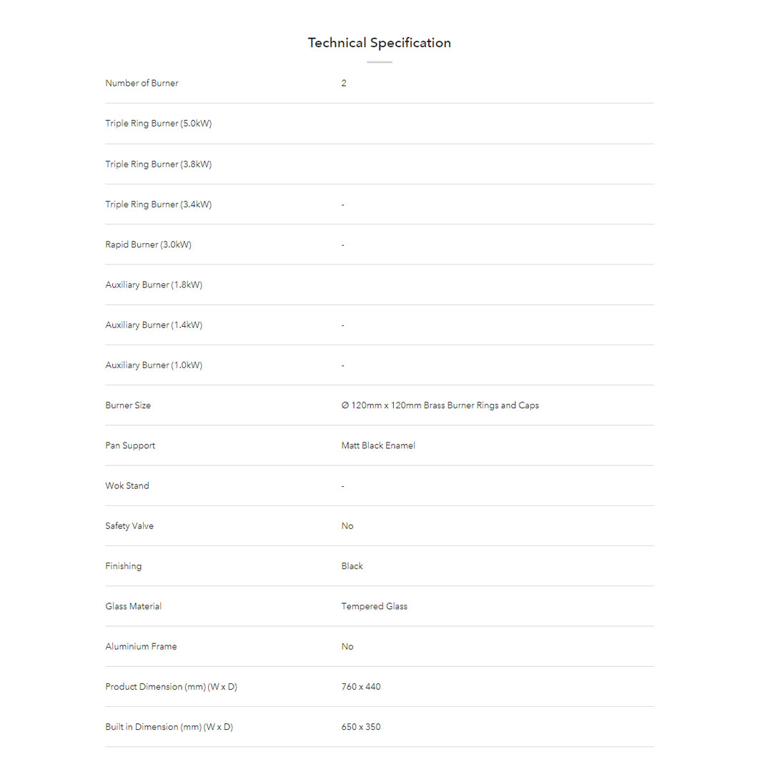 ELBA 2 Burners Glass Stove EGH-M8442G(BK)  | High Quality Tempered Glass | 4800W | Battery Auto Ignition System | Burners with 1 Year Warranty