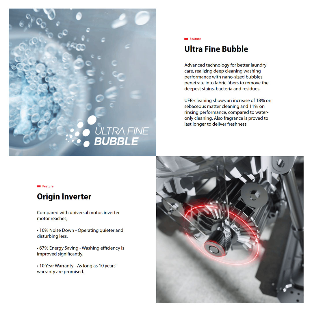 TOSHIBA 8.5KG Front Load Inverter Washing Machine TW-BL95A4M(WK) | Ultra Fine Bubble | Origin Inverter | Steam Wash | Drum Clean | IOT TSmartLife | Add Garment | Washing Machine with 2 Year General Warranty & 2 Year Panel Warranty & 10 Year Motor Warranty