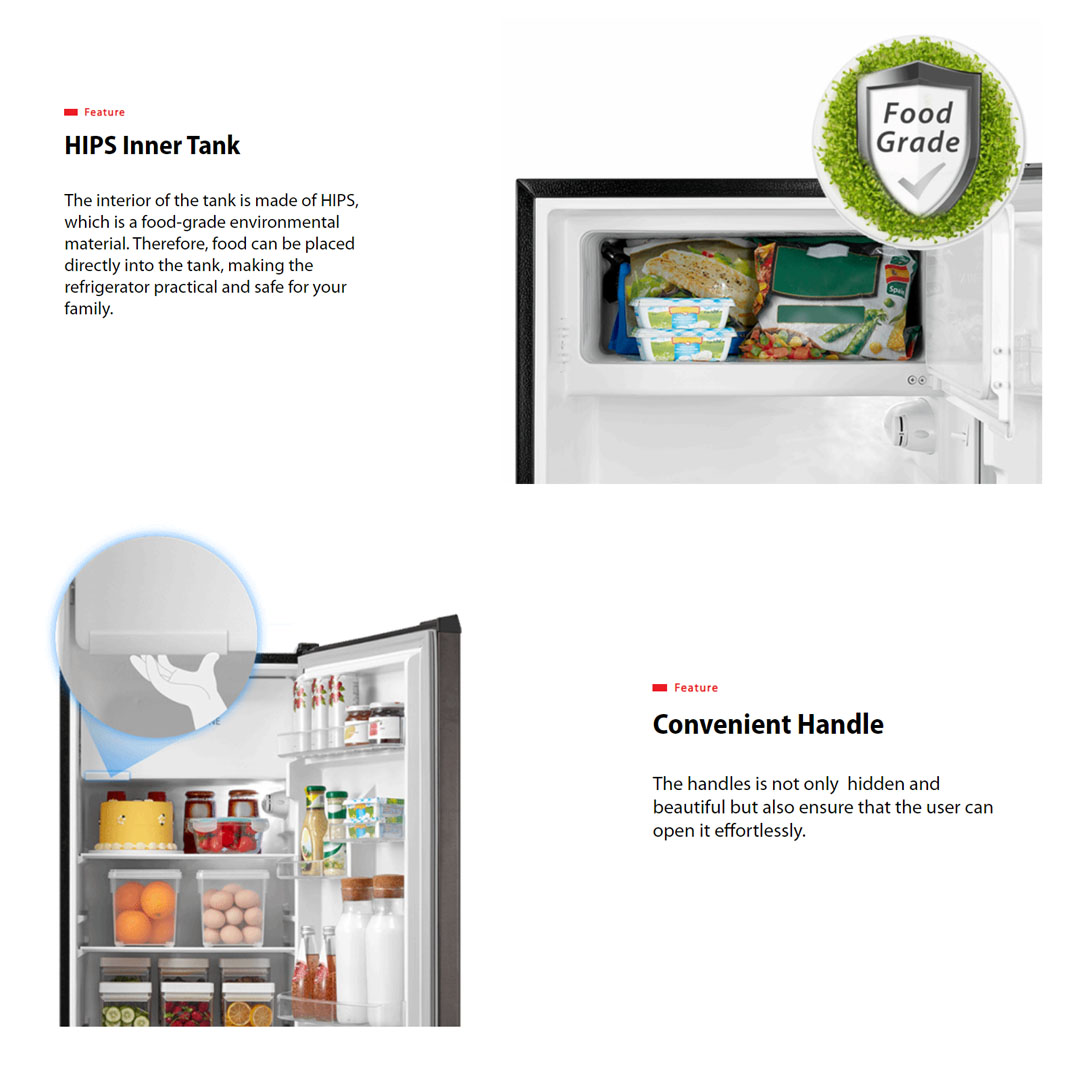 Toshiba 165L Single Door Refrigerator GR-RD208CM-DMY(37) | Low Frost Technology | Defrosting System | HIPS Inner Tank | Frozen Zone | Multi-Step Adjustment | Refrigerator With 1 Year Warranty