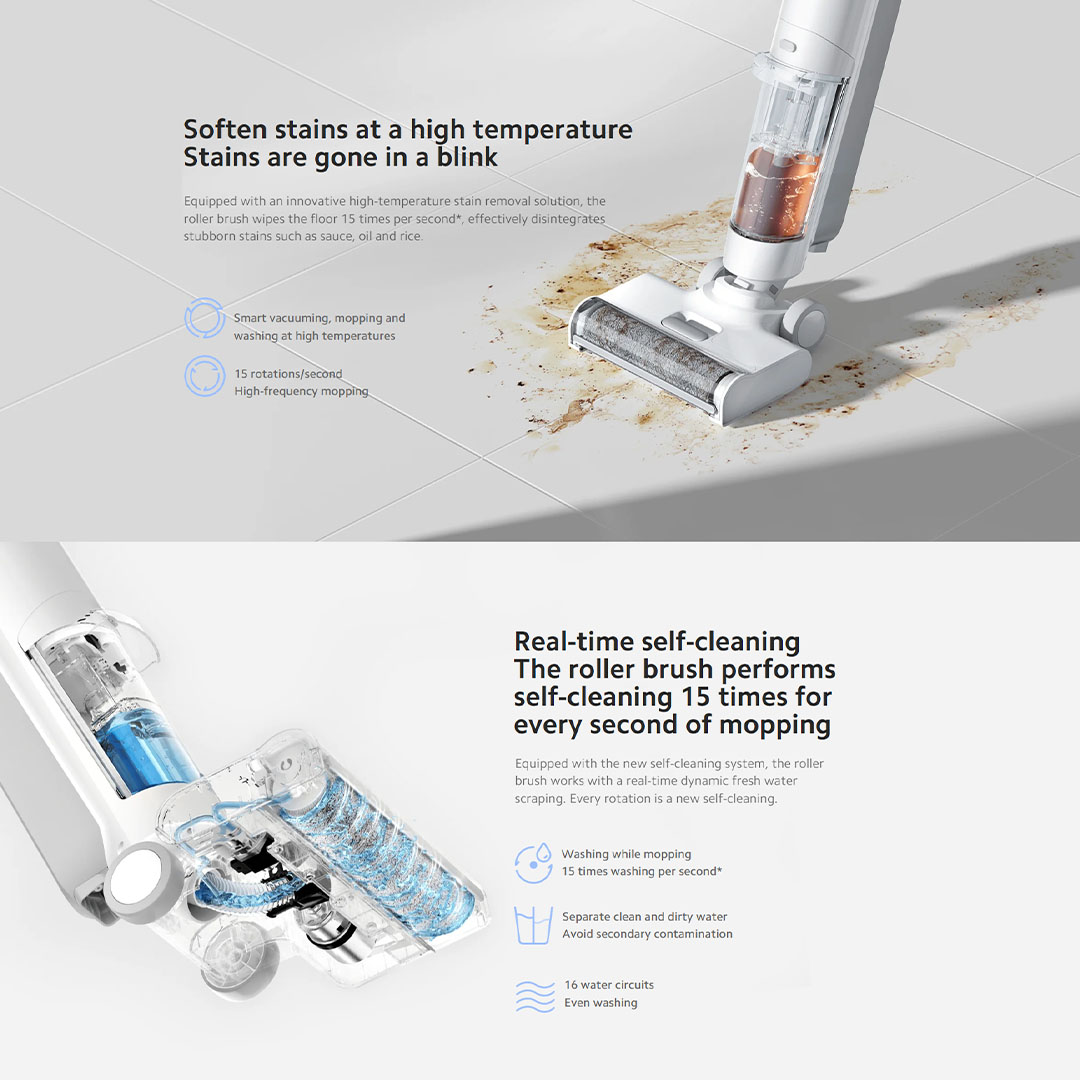 Xiaomi 220W Truclean W10 Ultra Wet Dry Vacuum B305GL | 3680mAh Large Capacity | Smart Voice Prompt | LED Digital Display | Multiple Protections | Sensor Detects Stains | Automatic Water Refill | High Frequency Mopping | Vaccum with 1 Year Warranty