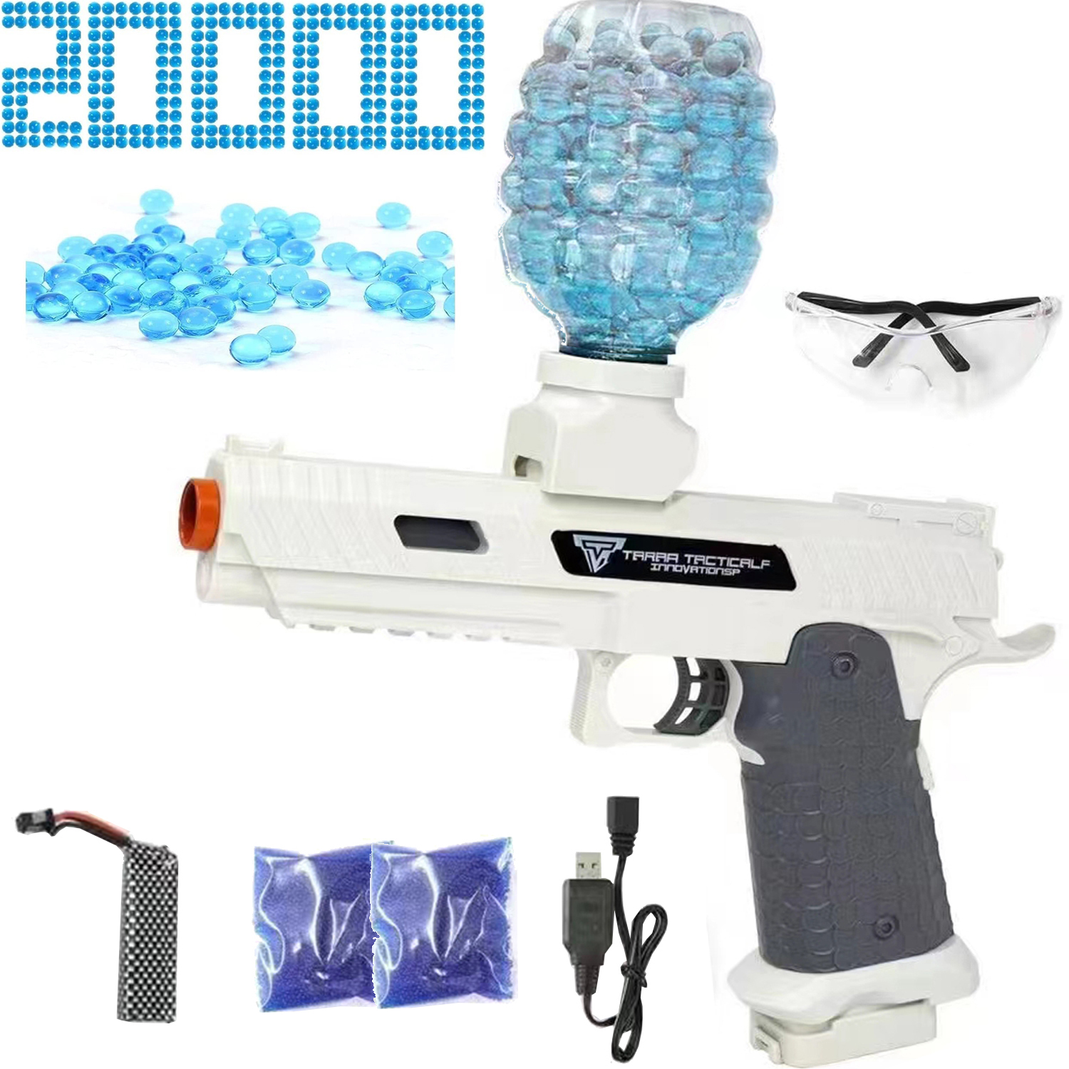 水鉄砲 水弾ピストル 電動 おもちゃガン ゲルボールブラスター付き電動、Desert-E環境に優しいスプラッターボールブラスター自動