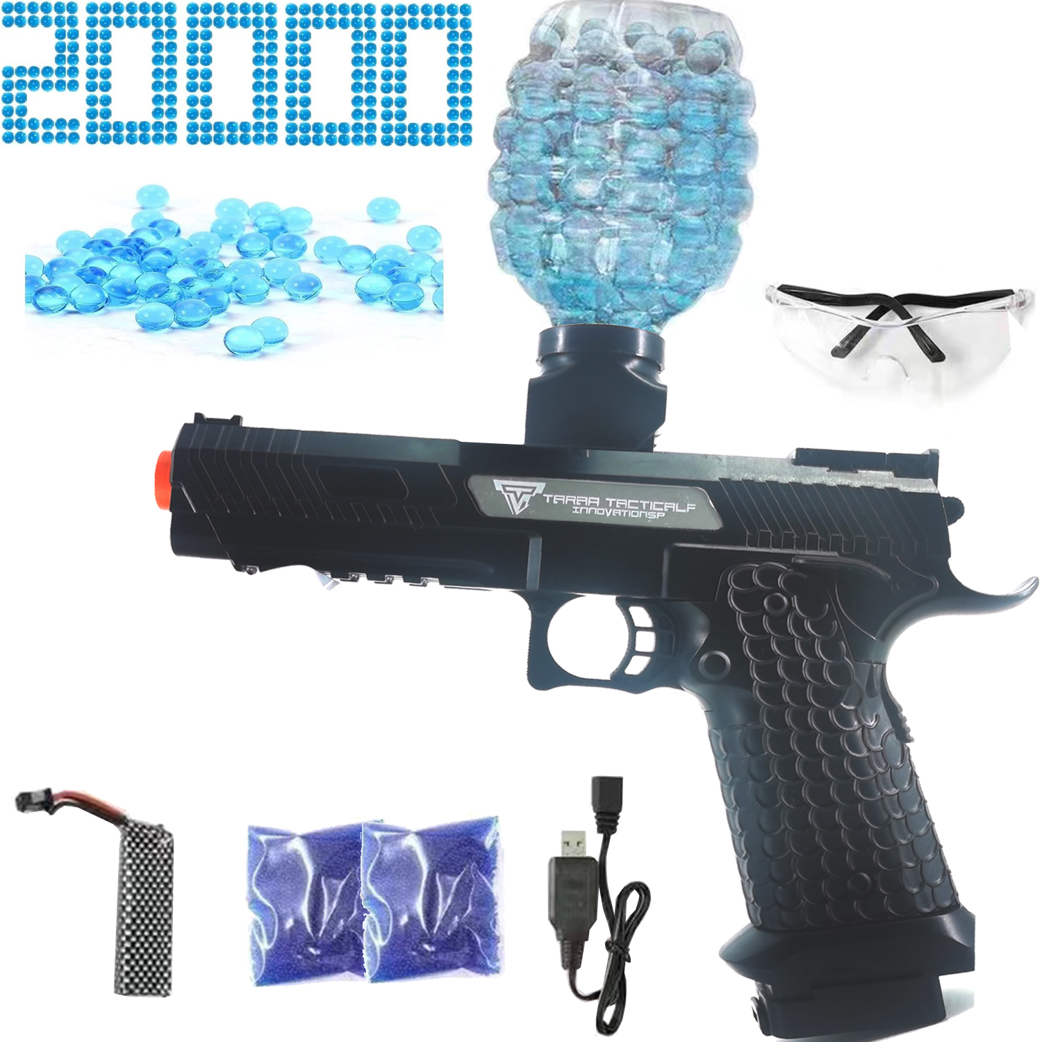 水鉄砲 水弾ピストル 電動 おもちゃガン ゲルボールブラスター付き電動、Desert-E環境に優しいスプラッターボールブラスター自動