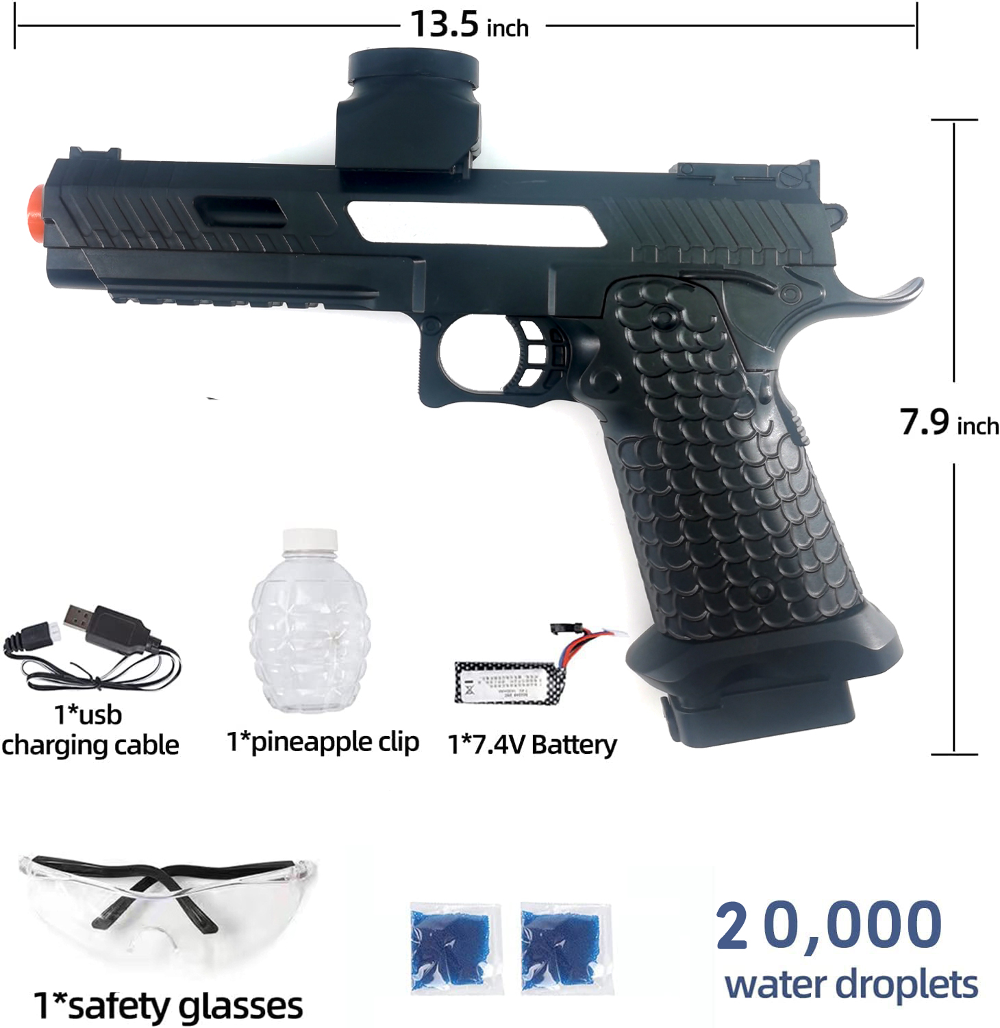 水鉄砲 水弾ピストル 電動 おもちゃガン ゲルボールブラスター付き電動、Desert-E環境に優しいスプラッターボールブラスター自動