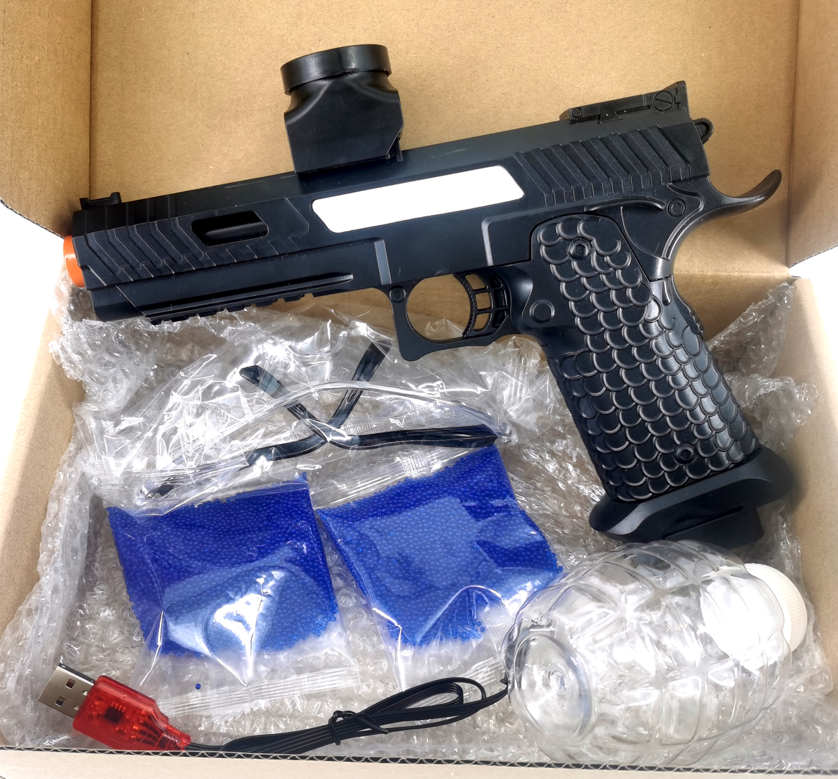 水鉄砲 水弾ピストル 電動 おもちゃガン ゲルボールブラスター付き電動、Desert-E環境に優しいスプラッターボールブラスター自動