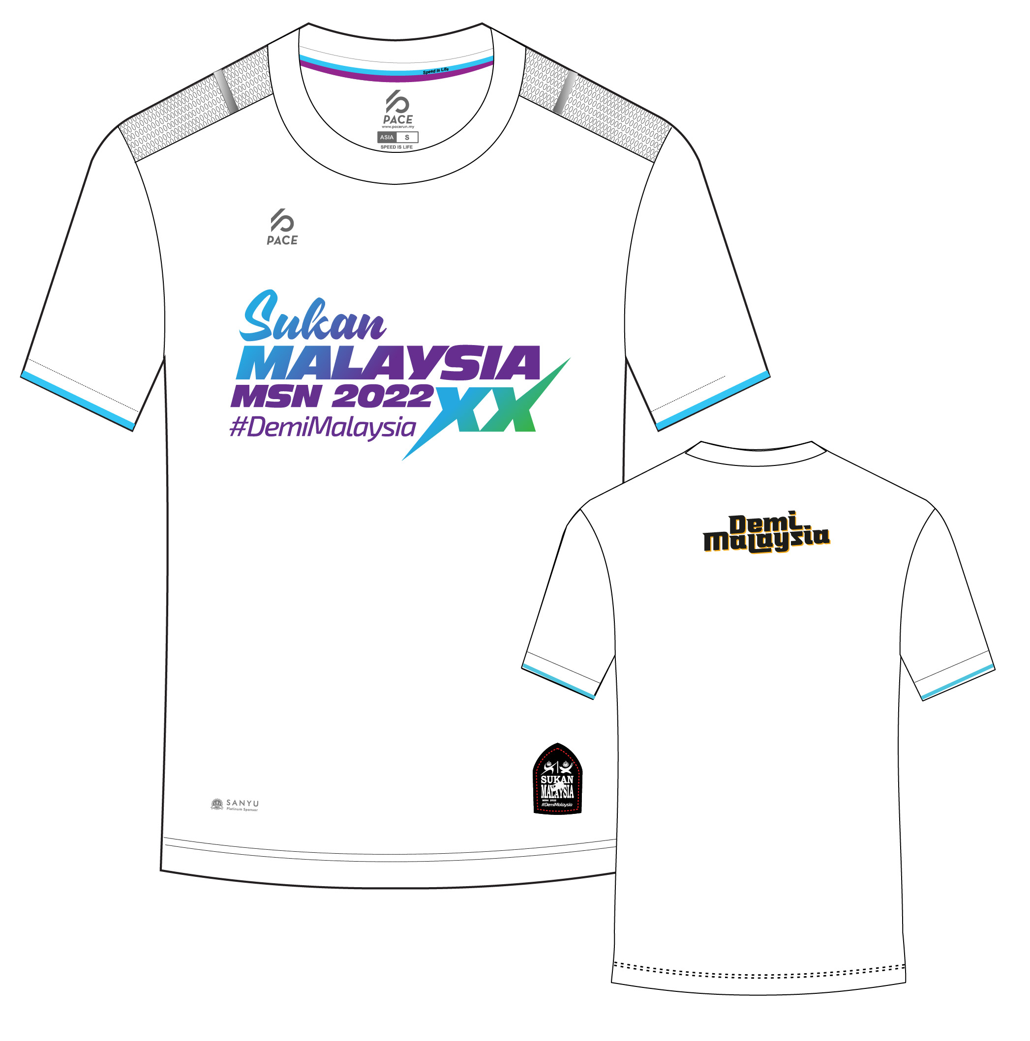 Sukan Malaysia XX MSN 2022 SUKMA - RAINBOW T-SHIRT WHITE, ROYAL, BLACK