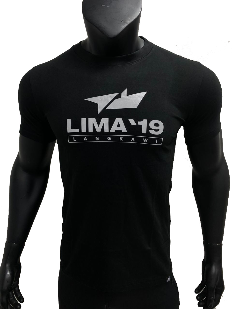 LIMA'19 Round Neck T-Shirt (Logo Reflector) Black & Maroon