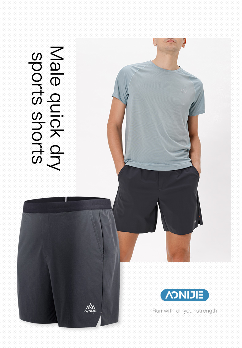 AONIJIE Elastic Waistband Sports Shorts -PACE