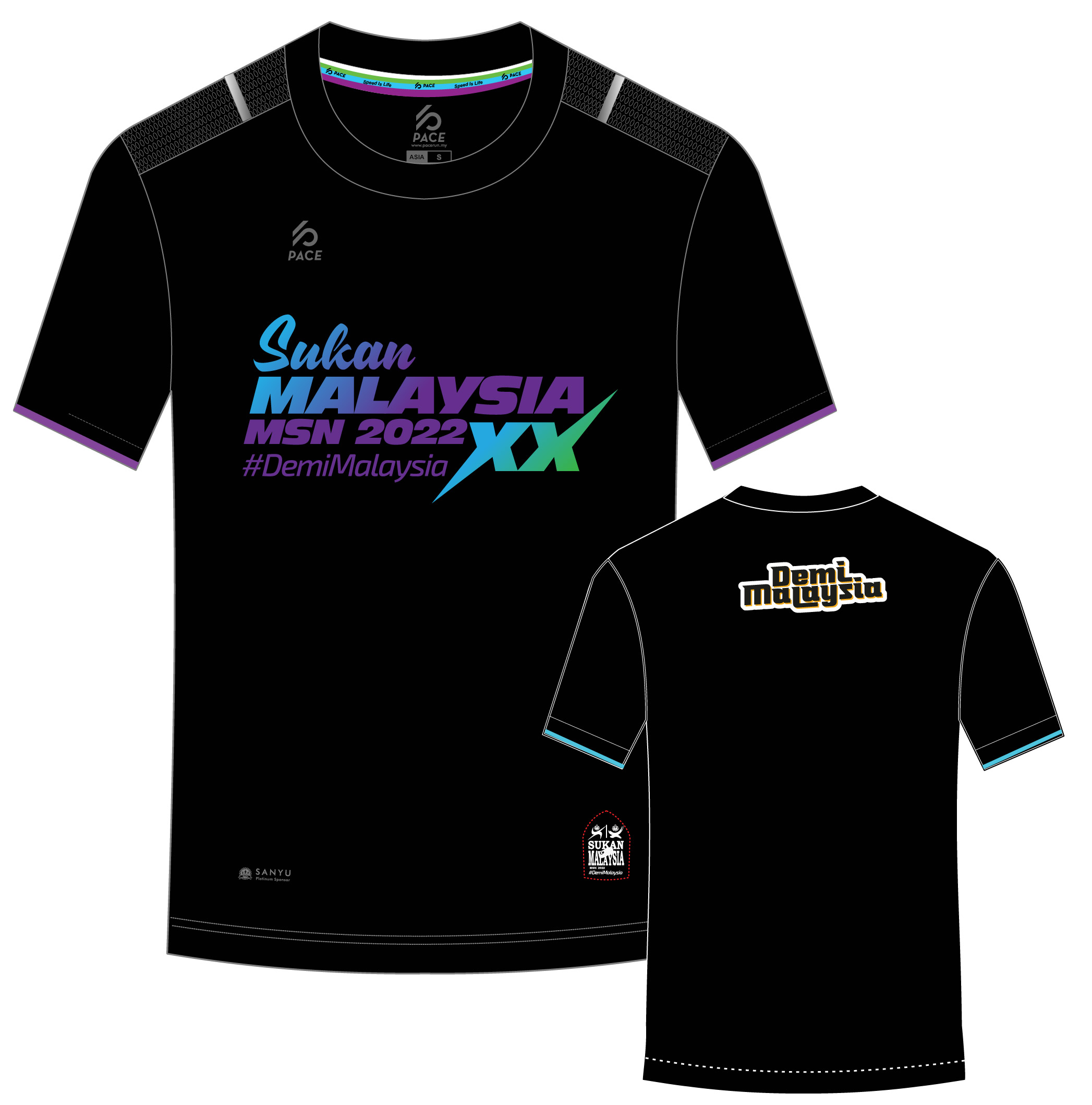 Sukan Malaysia XX MSN 2022 SUKMA - RAINBOW T-SHIRT WHITE, ROYAL, BLACK