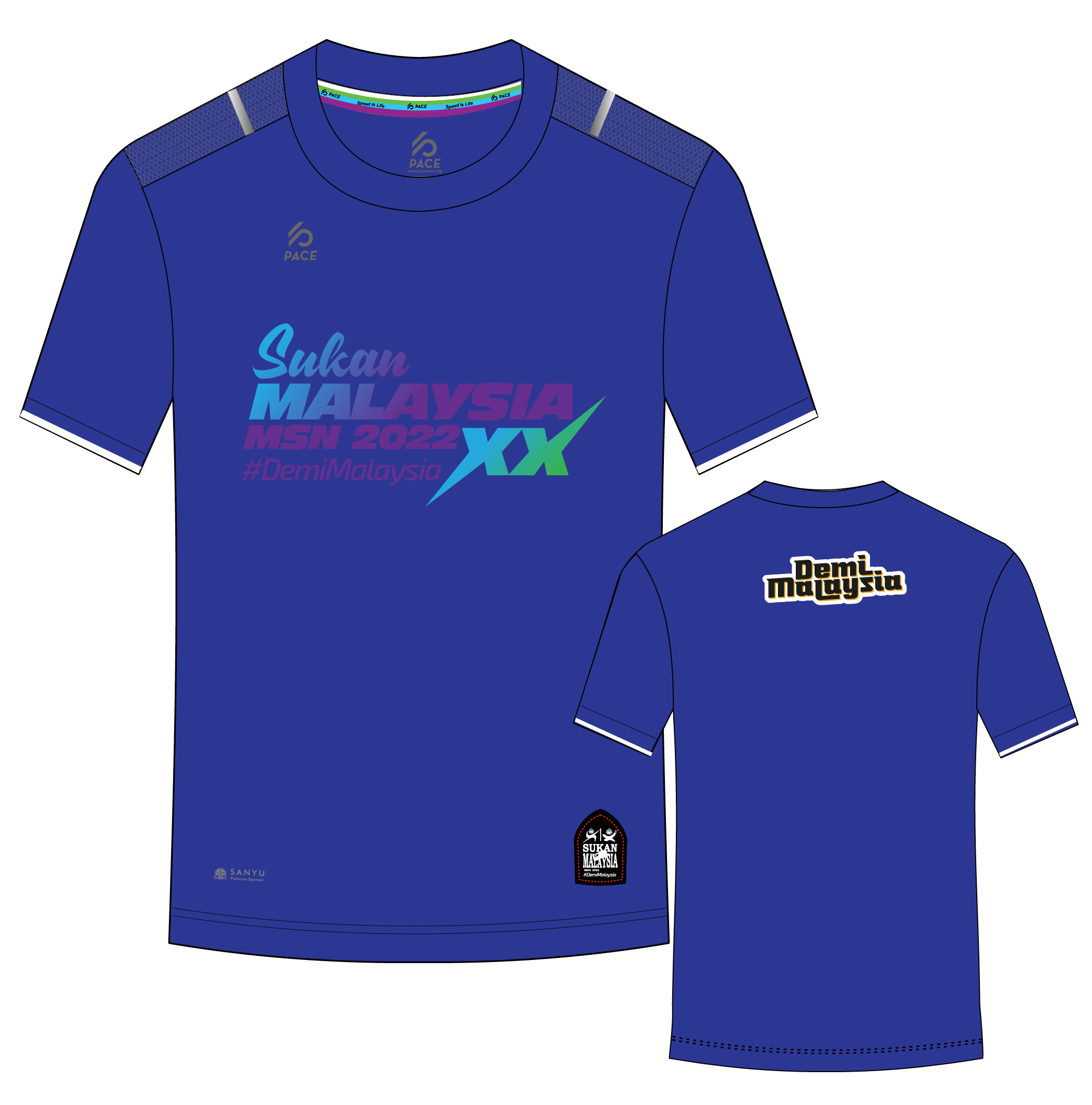 Sukan Malaysia XX MSN 2022 SUKMA - RAINBOW T-SHIRT WHITE, ROYAL, BLACK
