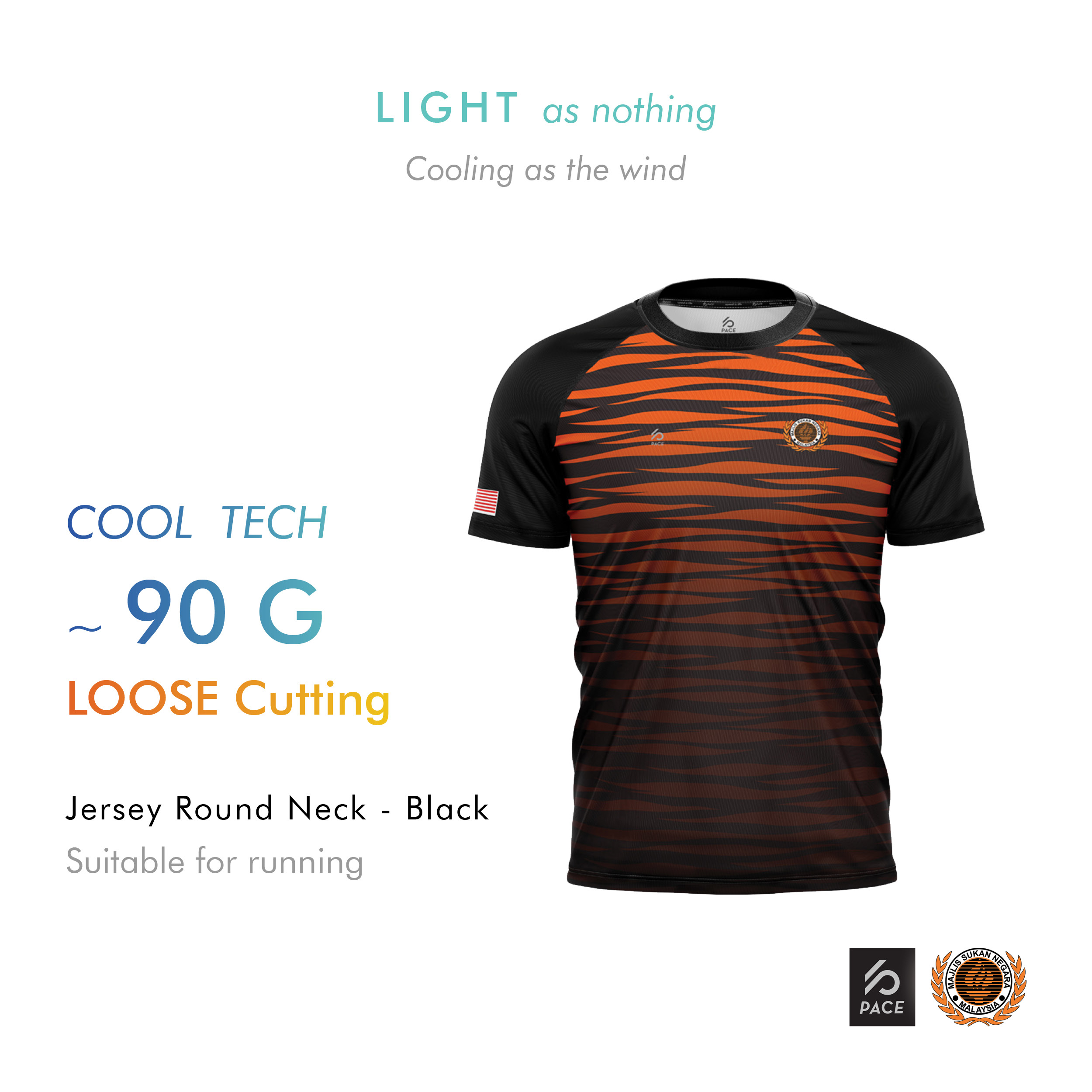 Tiger stripe series - Team malaysia jersey round neck - Original PACE X MSN