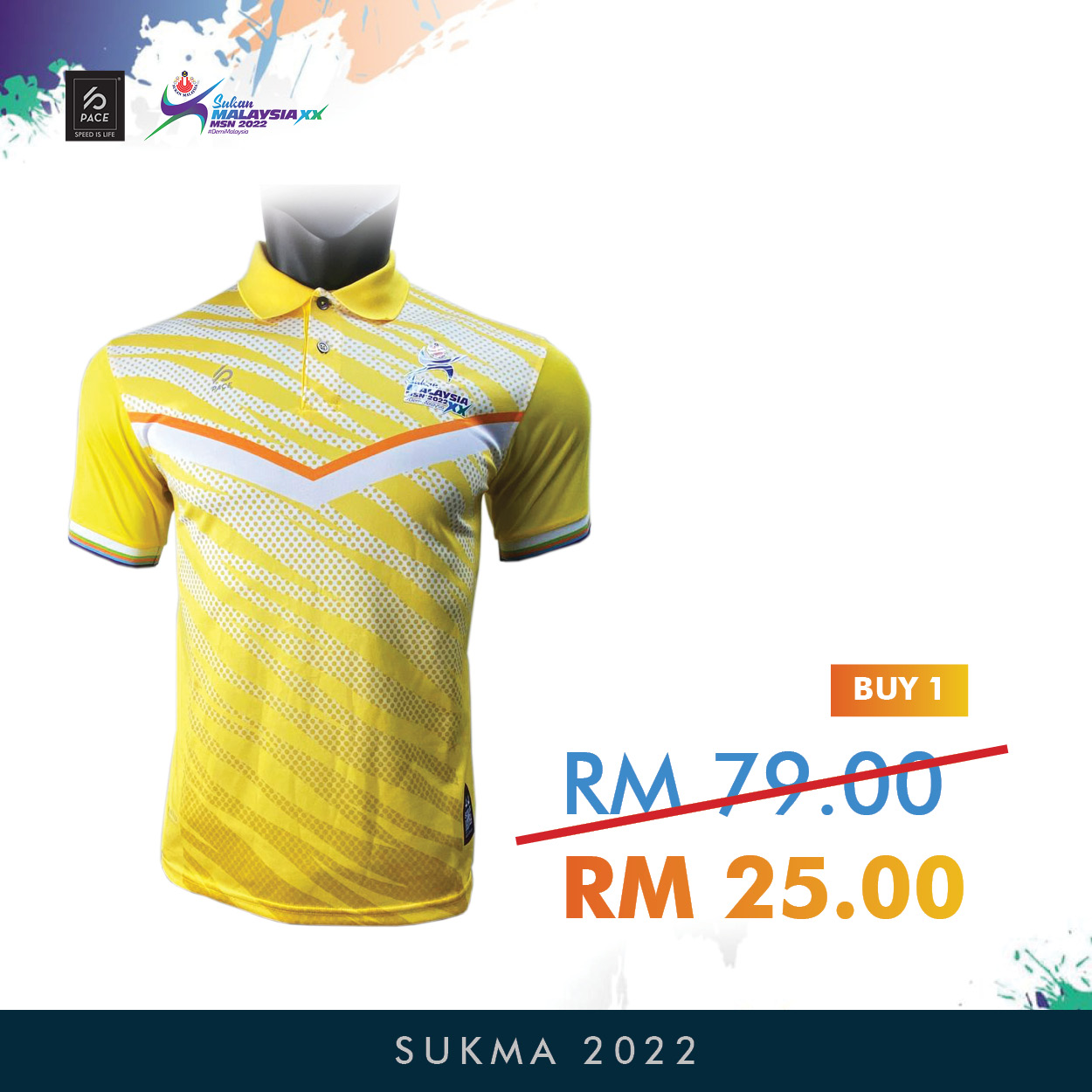 YELLOW POLO SHIRT SPORT COLLAR  T-SHIRT - Sukan Malaysia XX MSN 2022 SUKMA 20P810