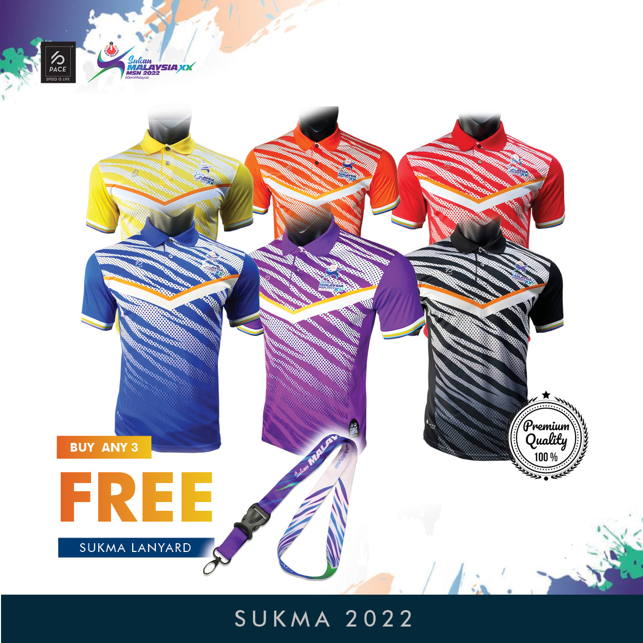 YELLOW POLO SHIRT SPORT COLLAR  T-SHIRT - Sukan Malaysia XX MSN 2022 SUKMA 20P810