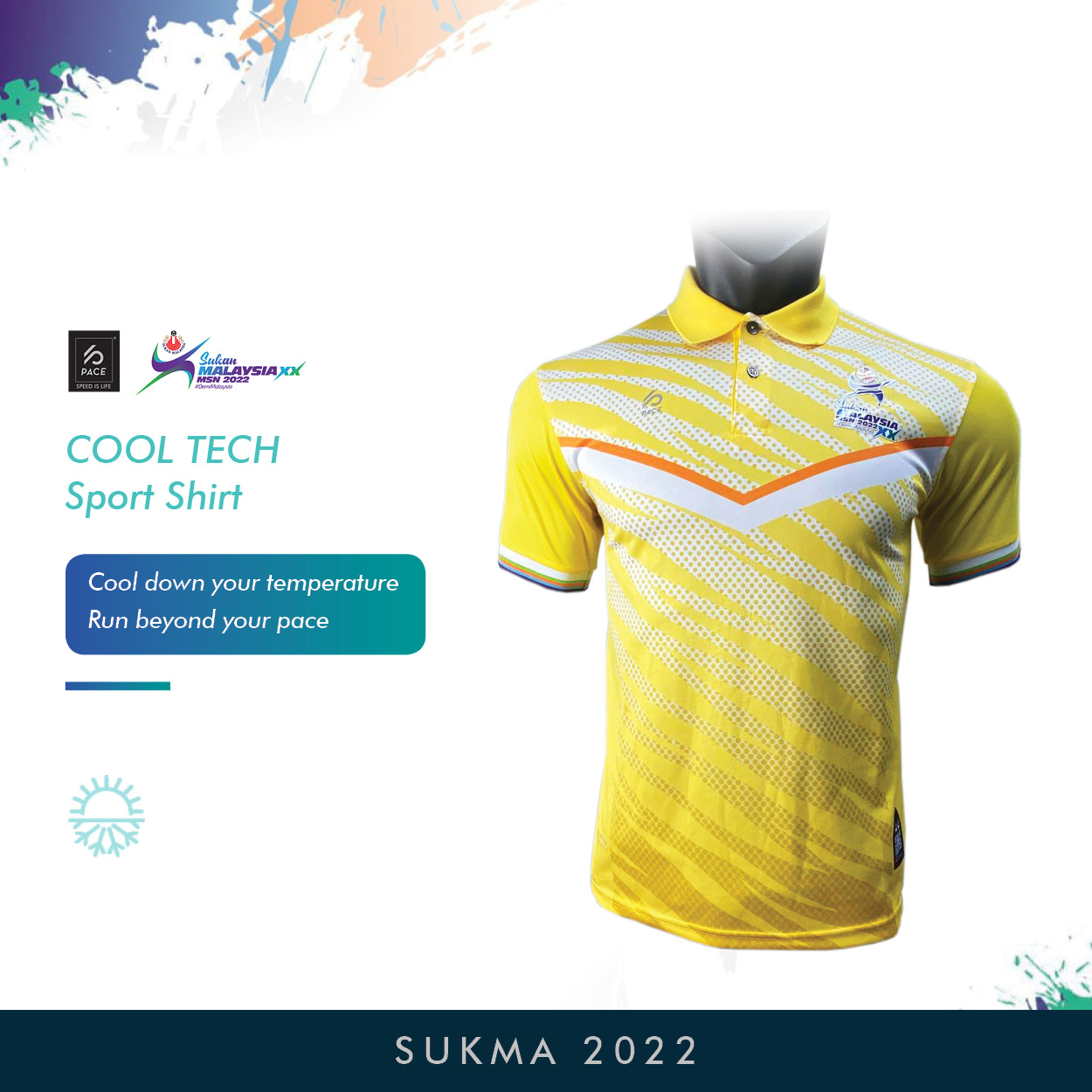 YELLOW POLO SHIRT SPORT COLLAR  T-SHIRT - Sukan Malaysia XX MSN 2022 SUKMA 20P810