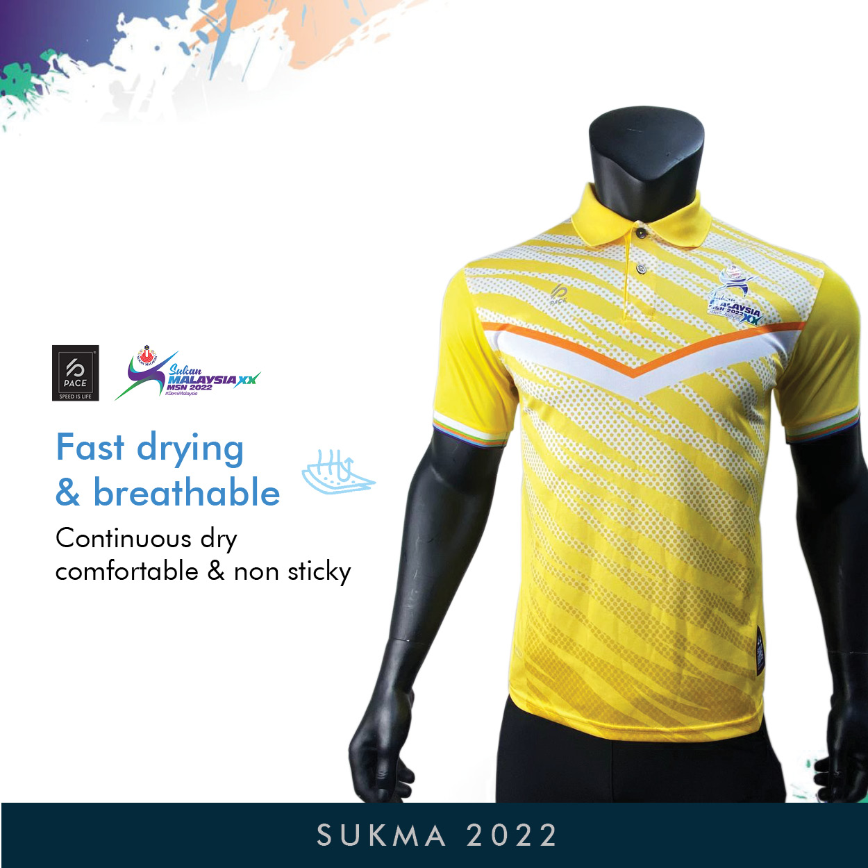 YELLOW POLO SHIRT SPORT COLLAR  T-SHIRT - Sukan Malaysia XX MSN 2022 SUKMA 20P810