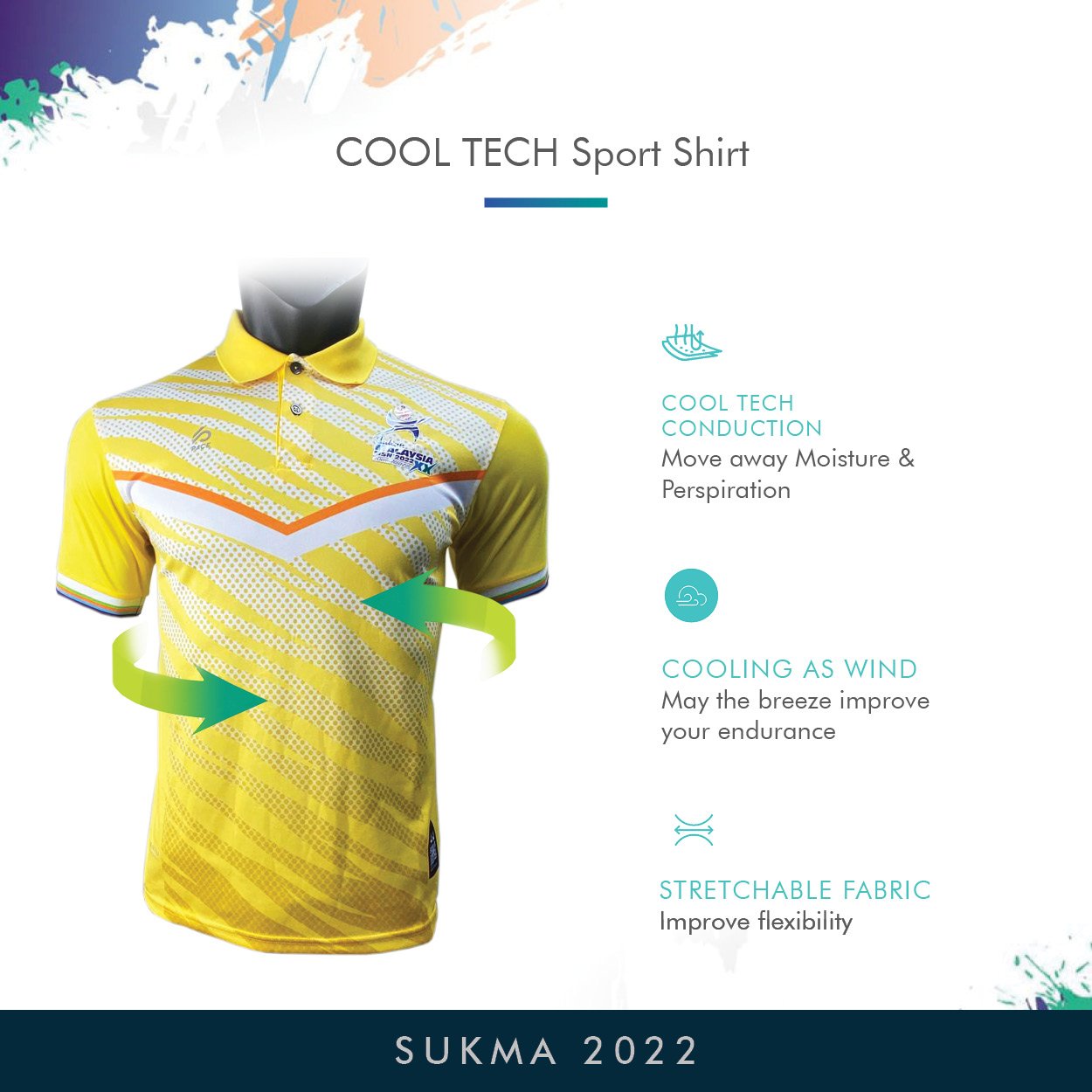 YELLOW POLO SHIRT SPORT COLLAR  T-SHIRT - Sukan Malaysia XX MSN 2022 SUKMA 20P810