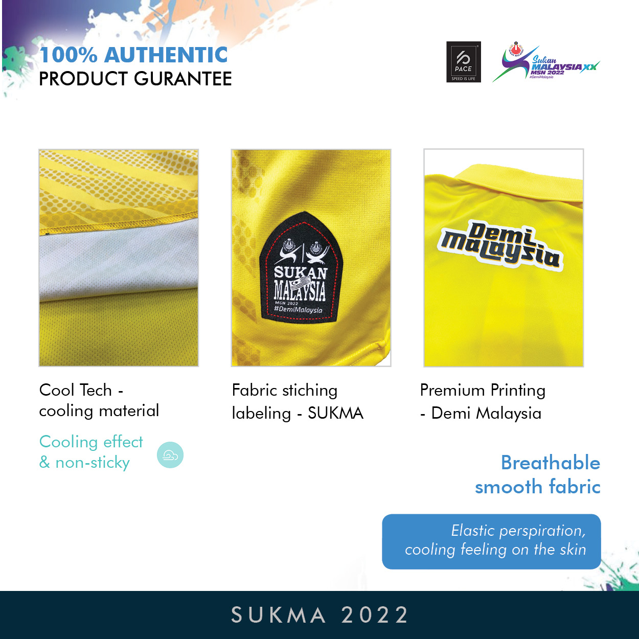 YELLOW POLO SHIRT SPORT COLLAR  T-SHIRT - Sukan Malaysia XX MSN 2022 SUKMA 20P810