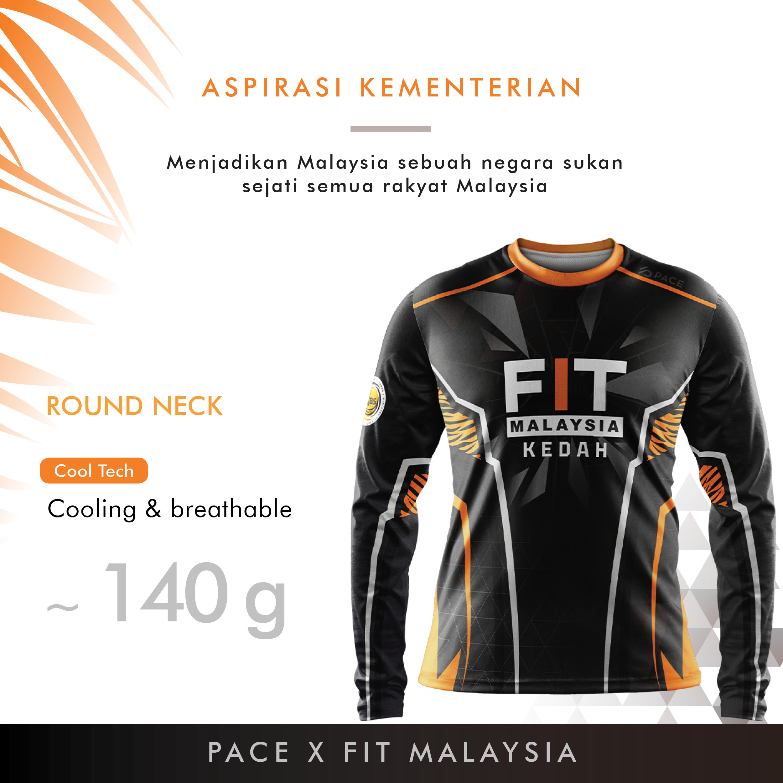 FIT MALAYSIA - KEDAH (JOM PAKAT FIT) R-NECK SHORT/LONG SLEEVE BLACK