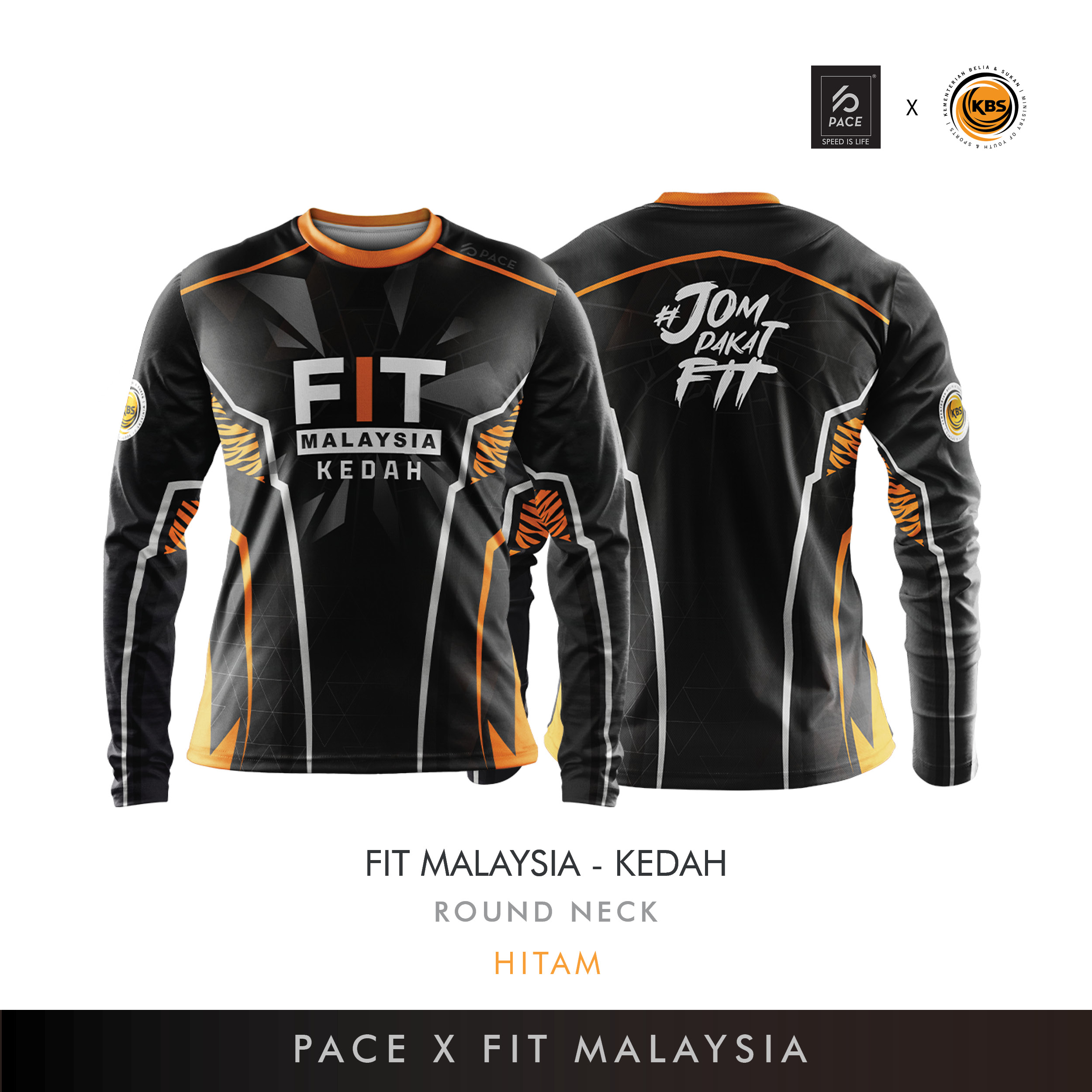 FIT MALAYSIA - KEDAH (JOM PAKAT FIT) R-NECK SHORT/LONG SLEEVE BLACK